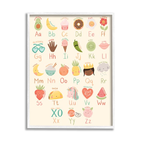 Stupell Industries Charming Alphabet Chart Desserts Taco Queen Unicorn, 11 x 14, Designed by Richelle Lynn Garne