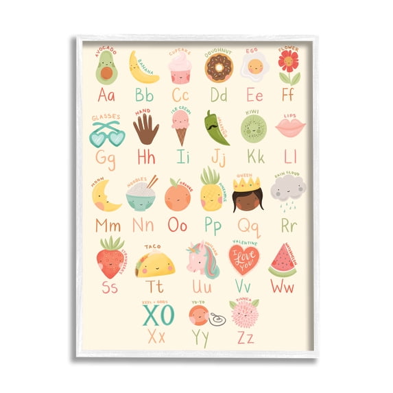 Stupell Industries Charming Alphabet Chart Desserts Taco Queen Unicorn, 24 x 30, Designed by Richelle Lynn Garne