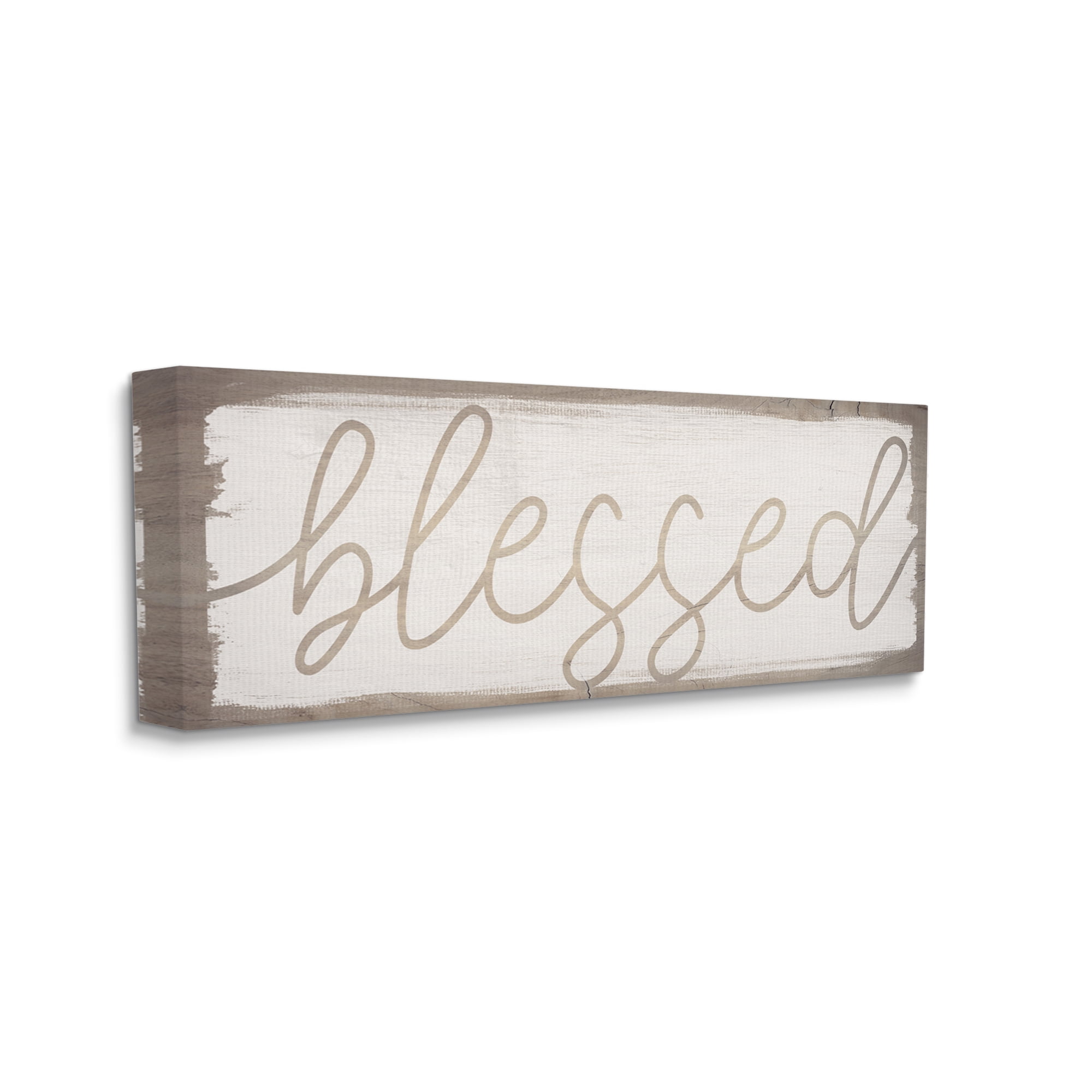Stupell Industries Charming Blessed Quote Wood Grain Pattern Typography Painting Gallery Wrapped Canvas Art Print Wall Art, 20 x 48