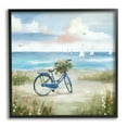 thumbnail image 1 of Stupell Industries Charming Blue Bicycle Floral Bouquet Distant Beach Sailboats , 12 x 12, Design by Nan, 1 of 6