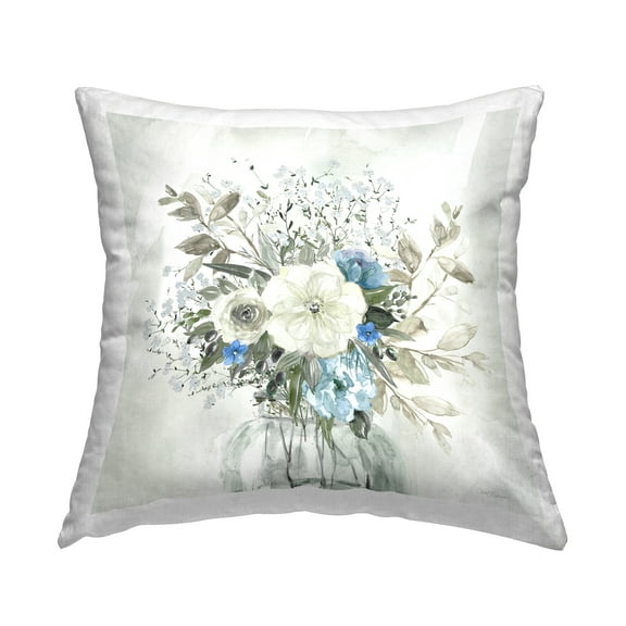 Stupell Industries Charming Blue Bouquet Decorative Printed Throw Pillow Design by Carol Robinson.