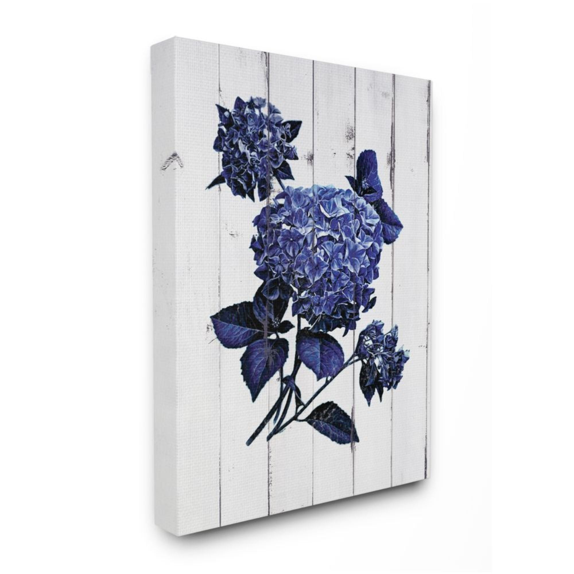 Stupell Industries Charming Blue Hydrangea Distressed Wood Pattern Design by JG Studios, 24" x 30"
