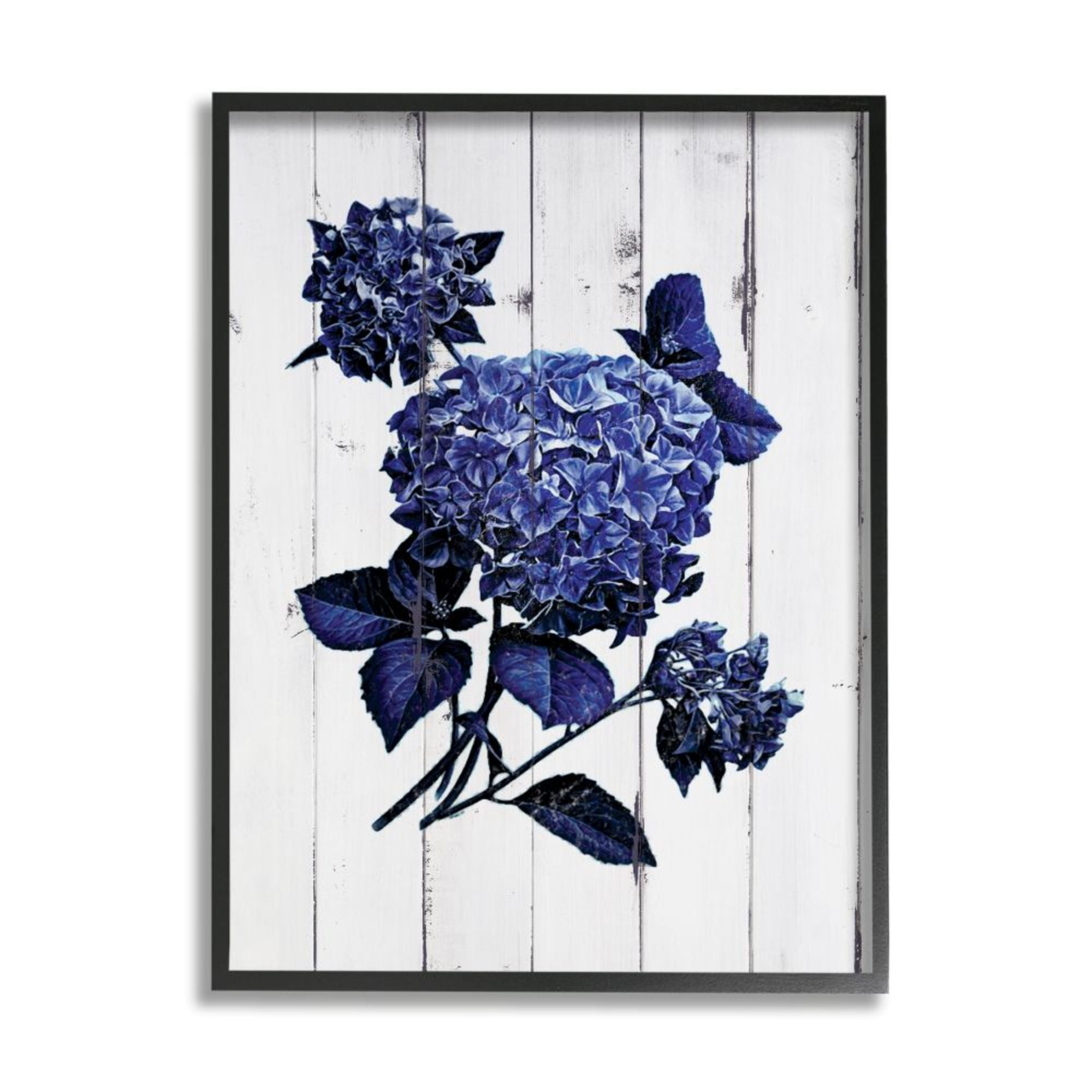 Stupell Industries Charming Blue Hydrangea Distressed Wood Pattern Design by JG Studios