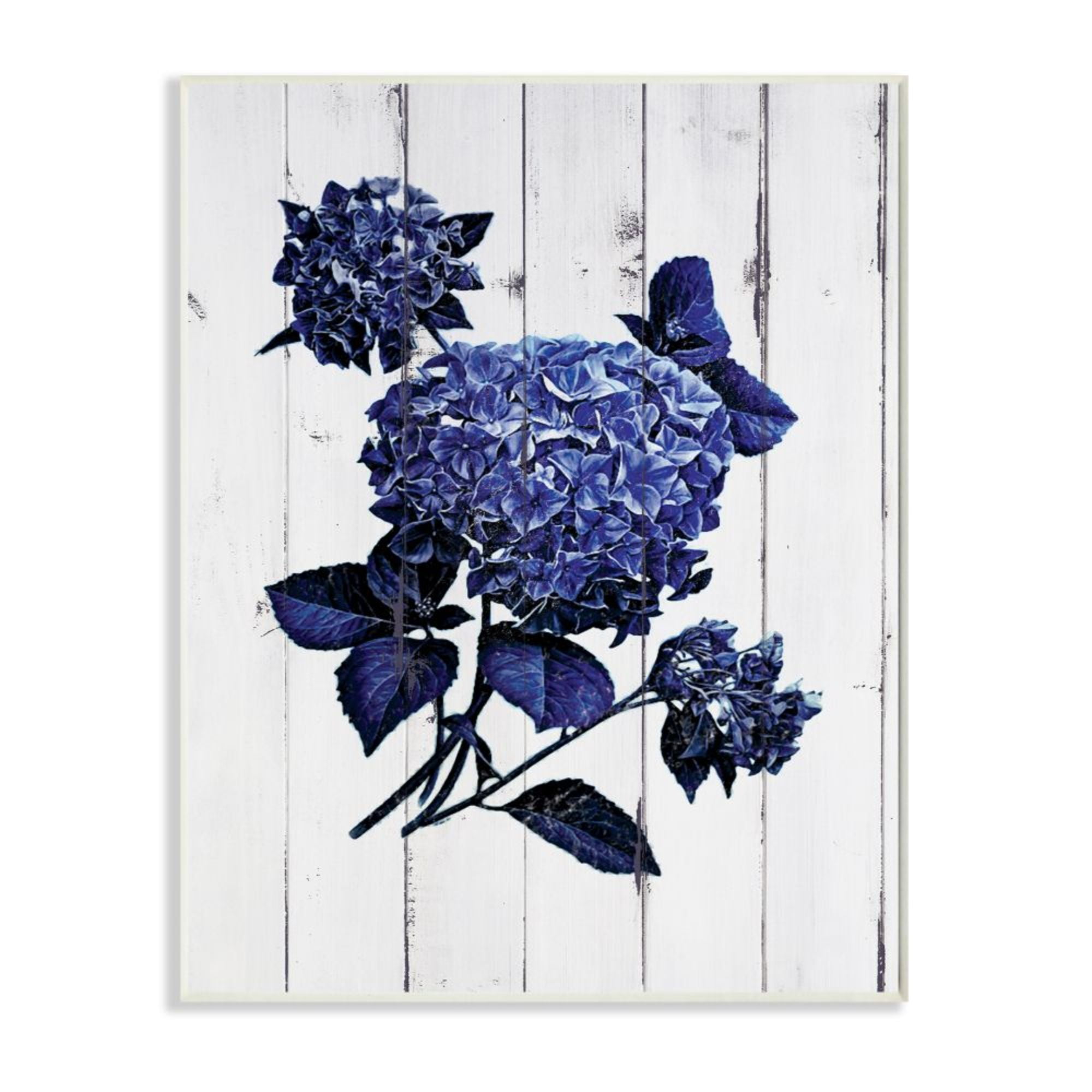 Stupell Industries Charming Blue Hydrangea Distressed Wood Pattern Design by JG Studios