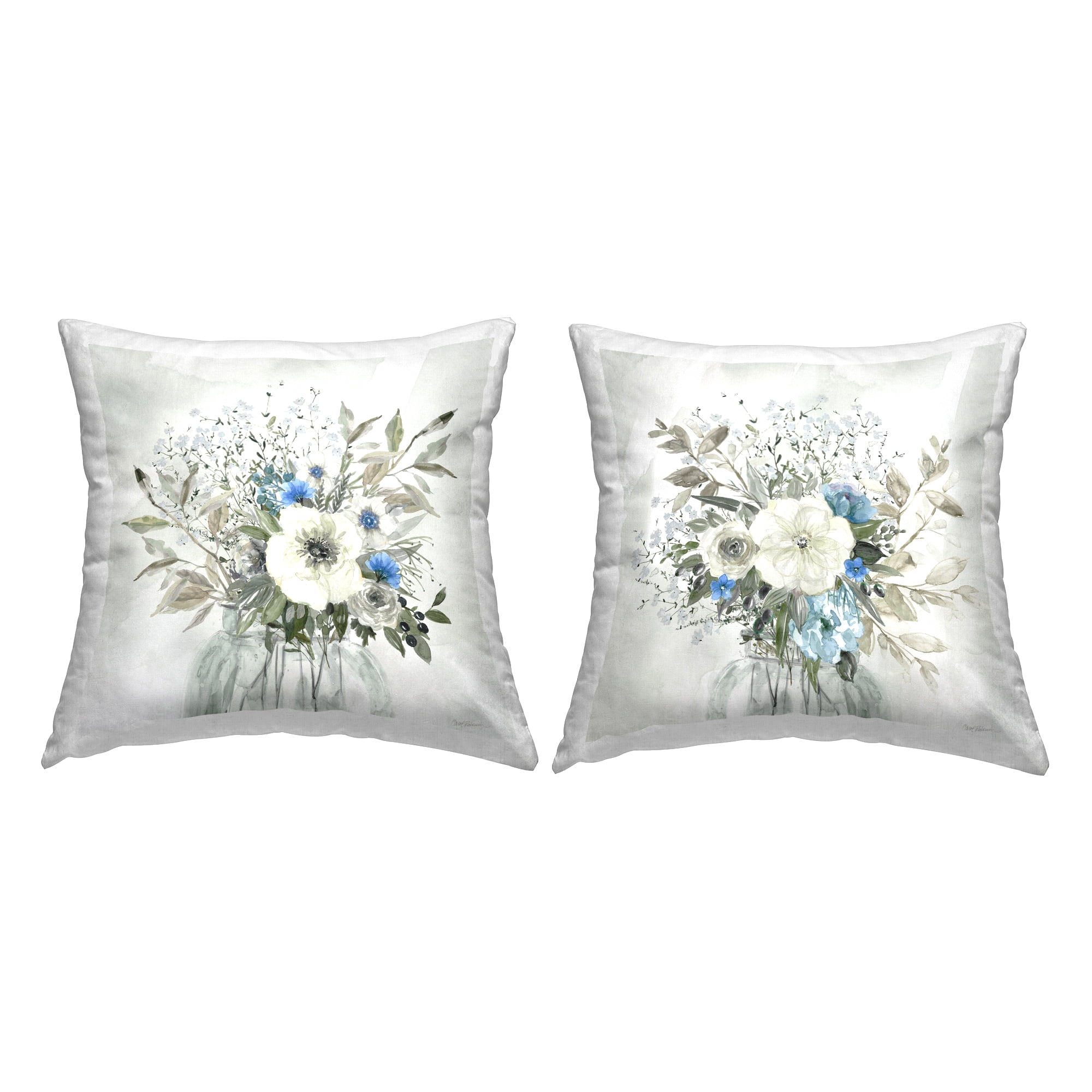 Stupell Industries Charming Botanical Blues Decorative Printed Throw Pillow Design by Carol Robinson.