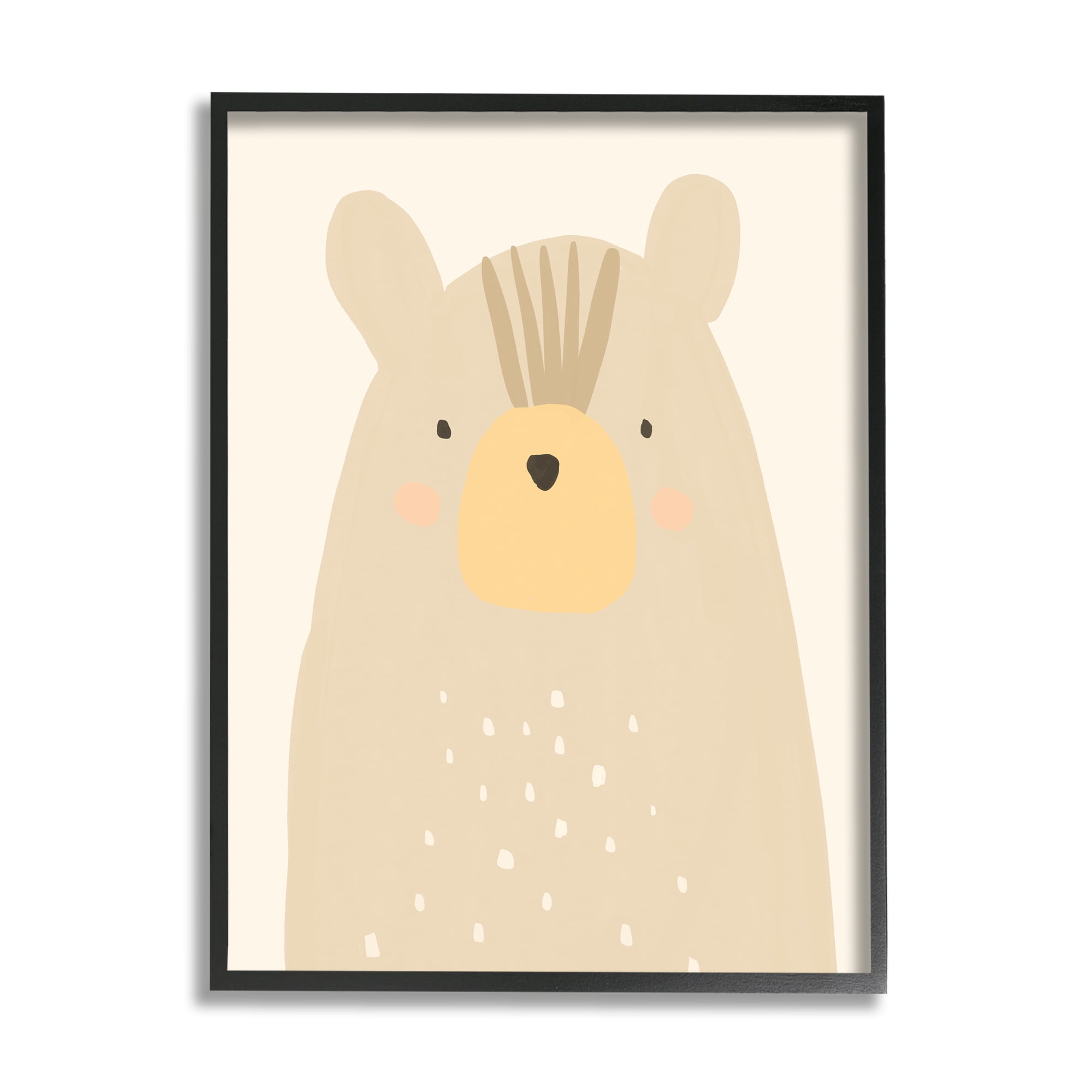 Stupell Industries Charming Brown Bear Casual Style Animal Drawing Graphic Art Black Framed Art Print Wall Art, Design by Heather McLaughlin