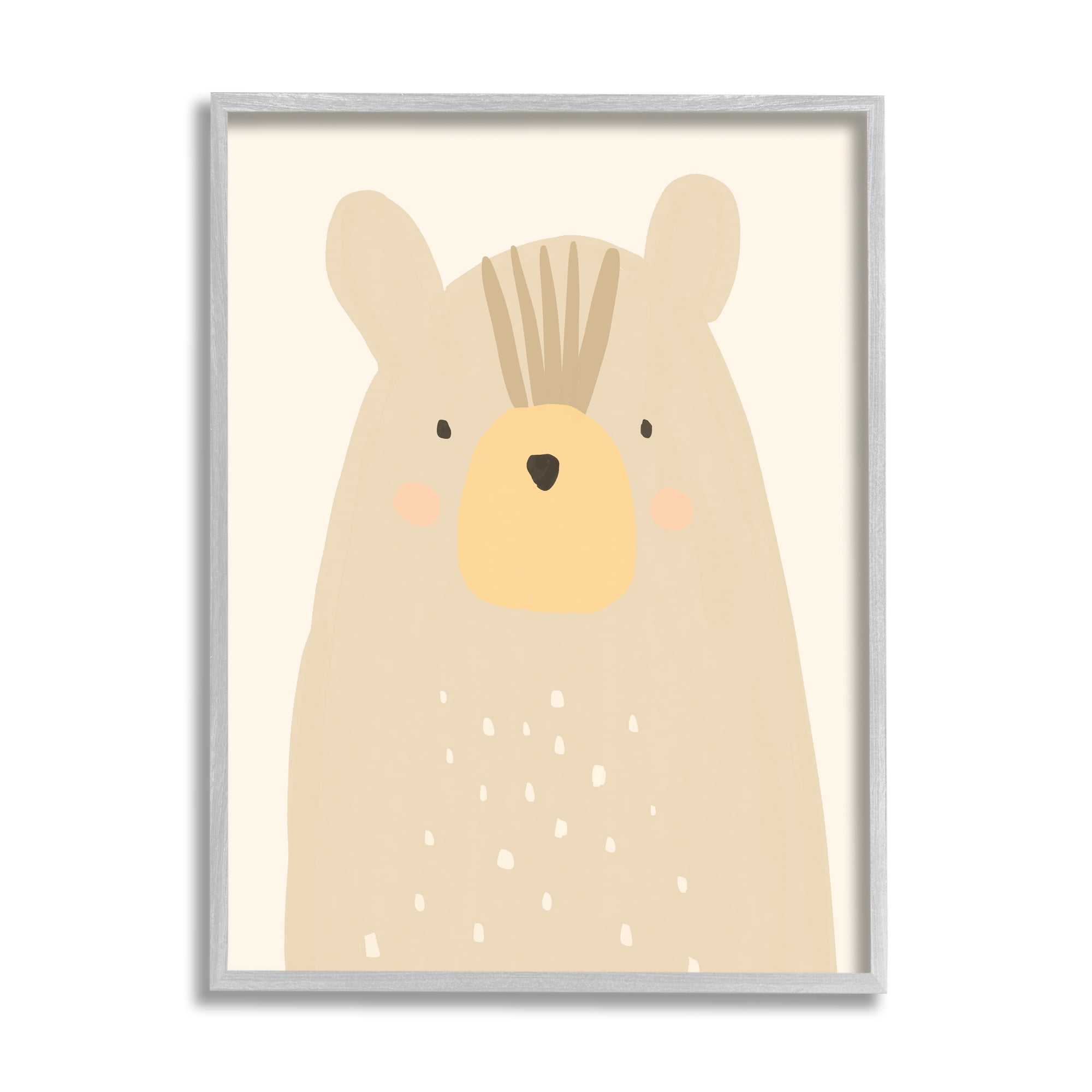 Stupell Industries Charming Brown Bear Casual Style Animal Drawing Graphic Art Gray Framed Art Print Wall Art, Design by Heather McLaughlin