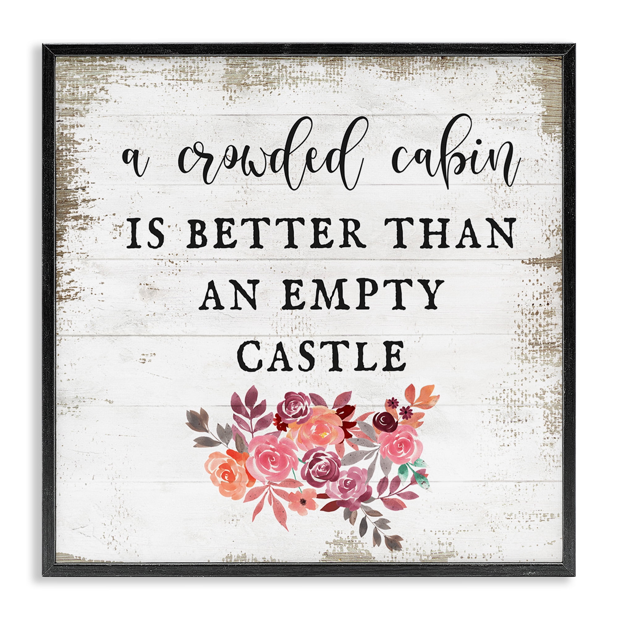 Stupell Industries Charming Cabin Rustic Phrase Typography Painting Black Framed Art Print Wall Art, 24 x 24
