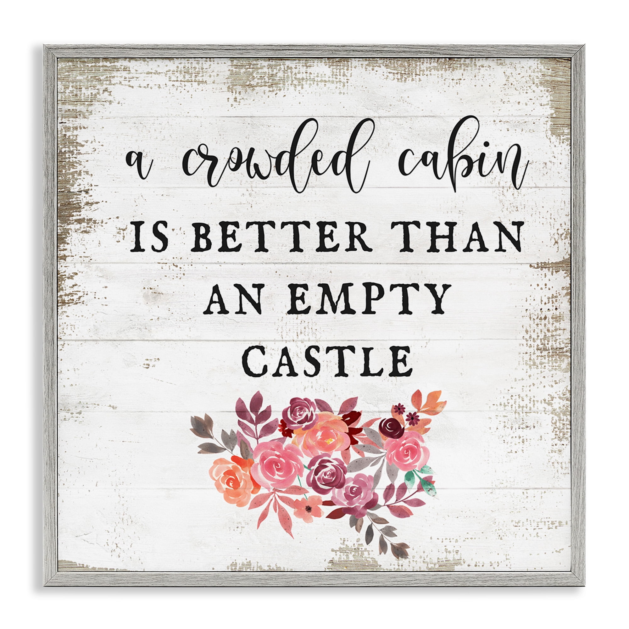 Stupell Industries Charming Cabin Rustic Phrase Typography Painting Gray Framed Art Print Wall Art, 17 x 17
