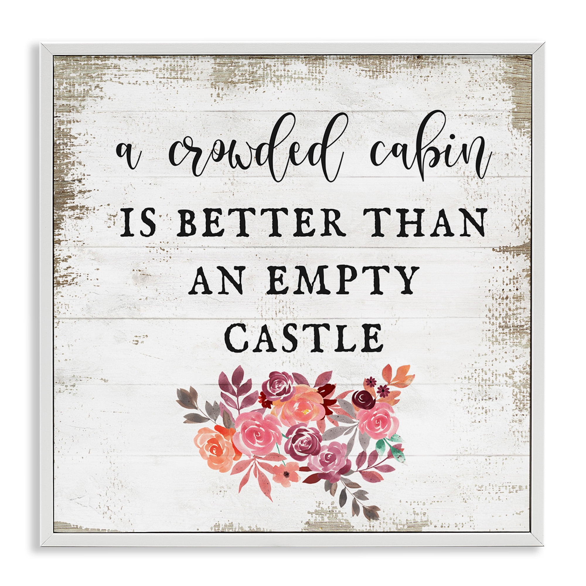 Stupell Industries Charming Cabin Rustic Phrase Typography Painting White Framed Art Print Wall Art, 12 x 12