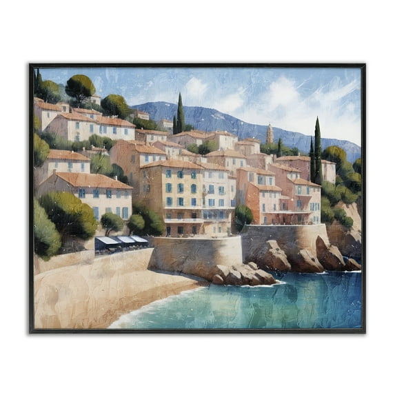 Stupell Industries Charming Coastal Architecture Architecture Painting Black Framed Art Print Wall Art, 30 x 24