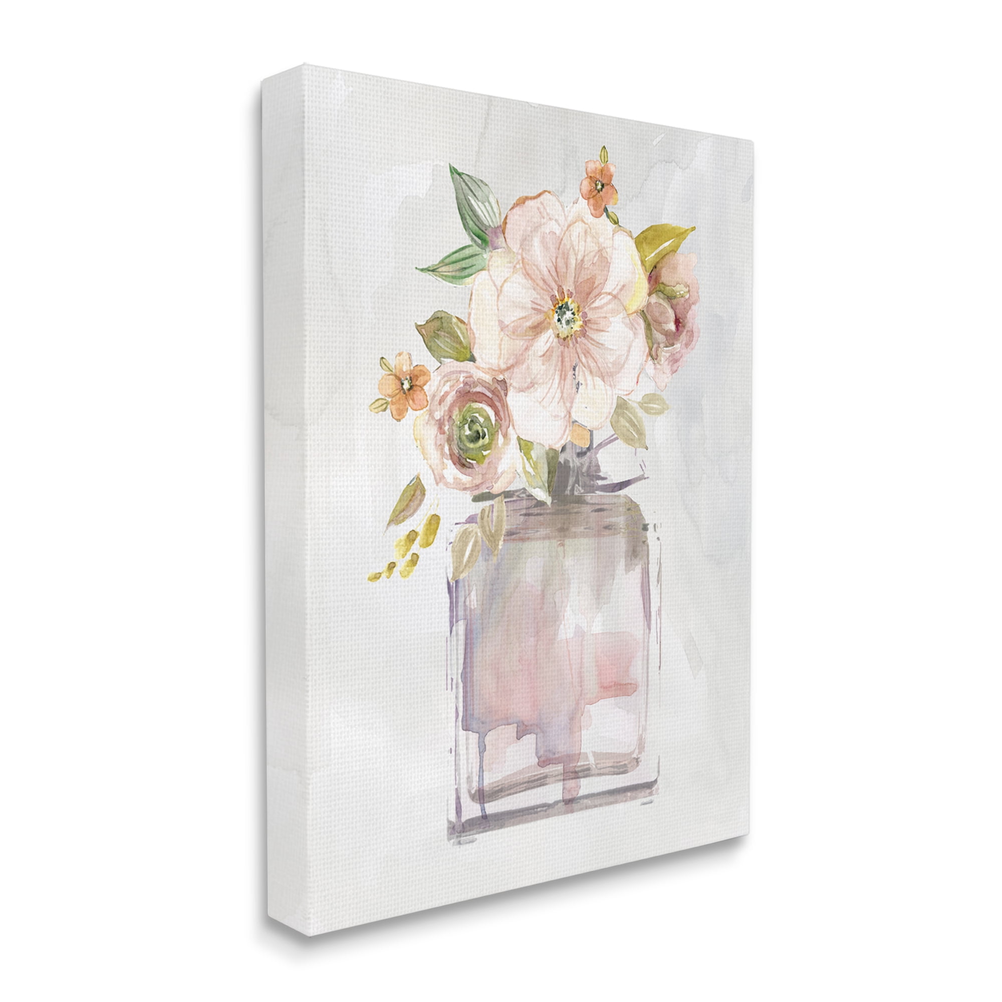 Stupell Industries Charming Cottage Florals in Fashion Fragrance Bottle Botanical & Floral Painting Gallery Wrapped Canvas Print Wall Art, 24 x 30