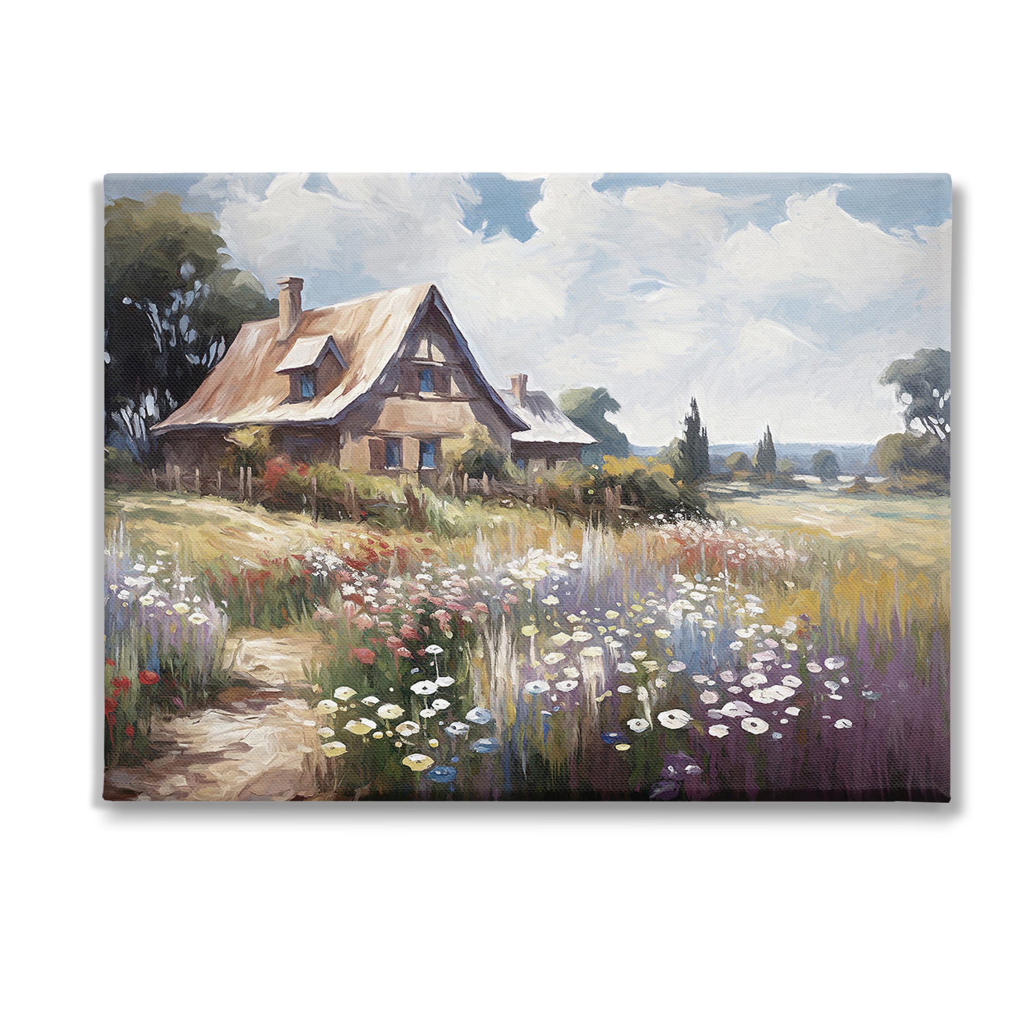 Stupell Industries Charming Cottage Garden Landscape Painting Gallery Wrapped Canvas Art Print Wall Art, 40 x 30