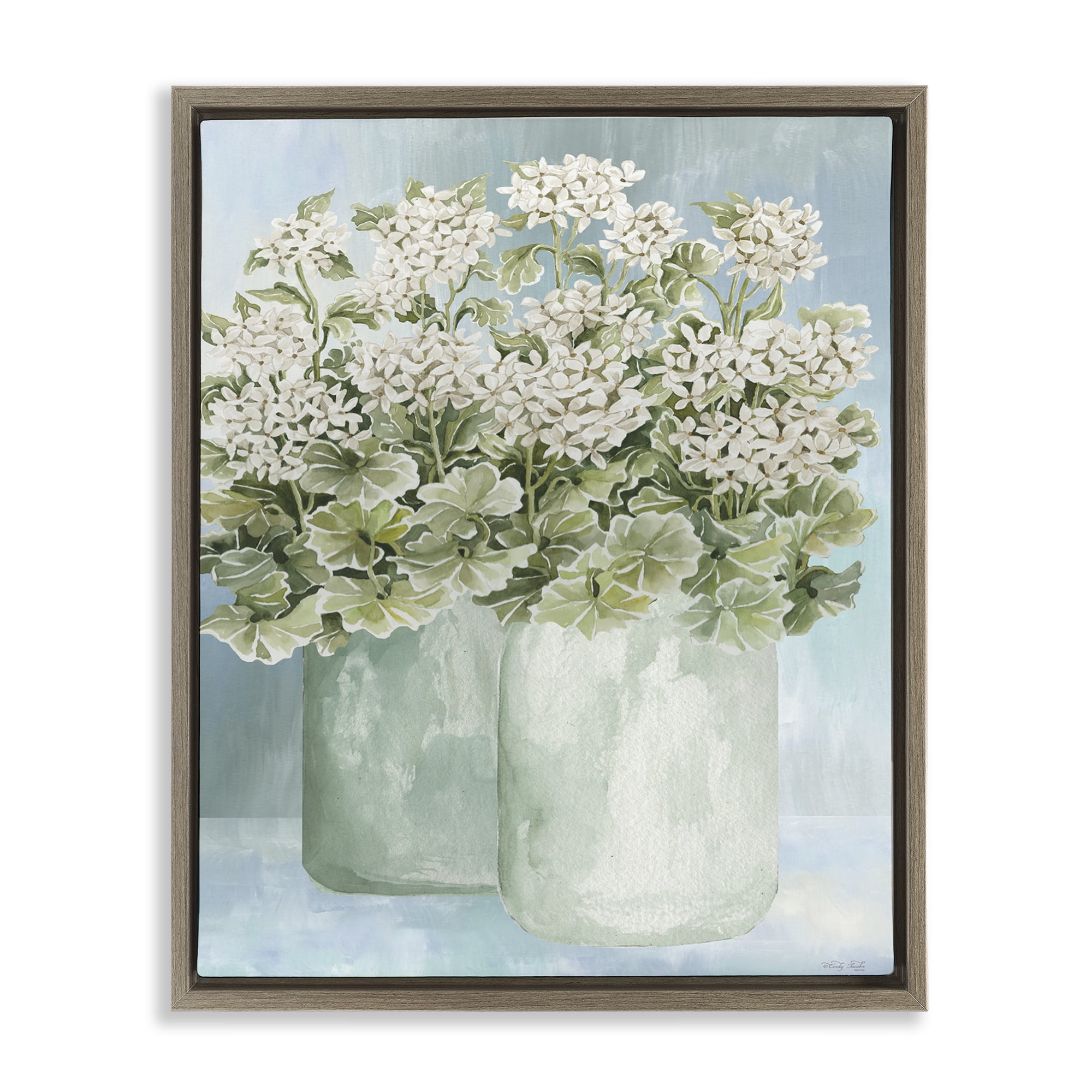 Stupell Industries Charming Country Herbs Botanical & Floral Painting Brown Floater Framed Art Print Wall Art, 17 x 21