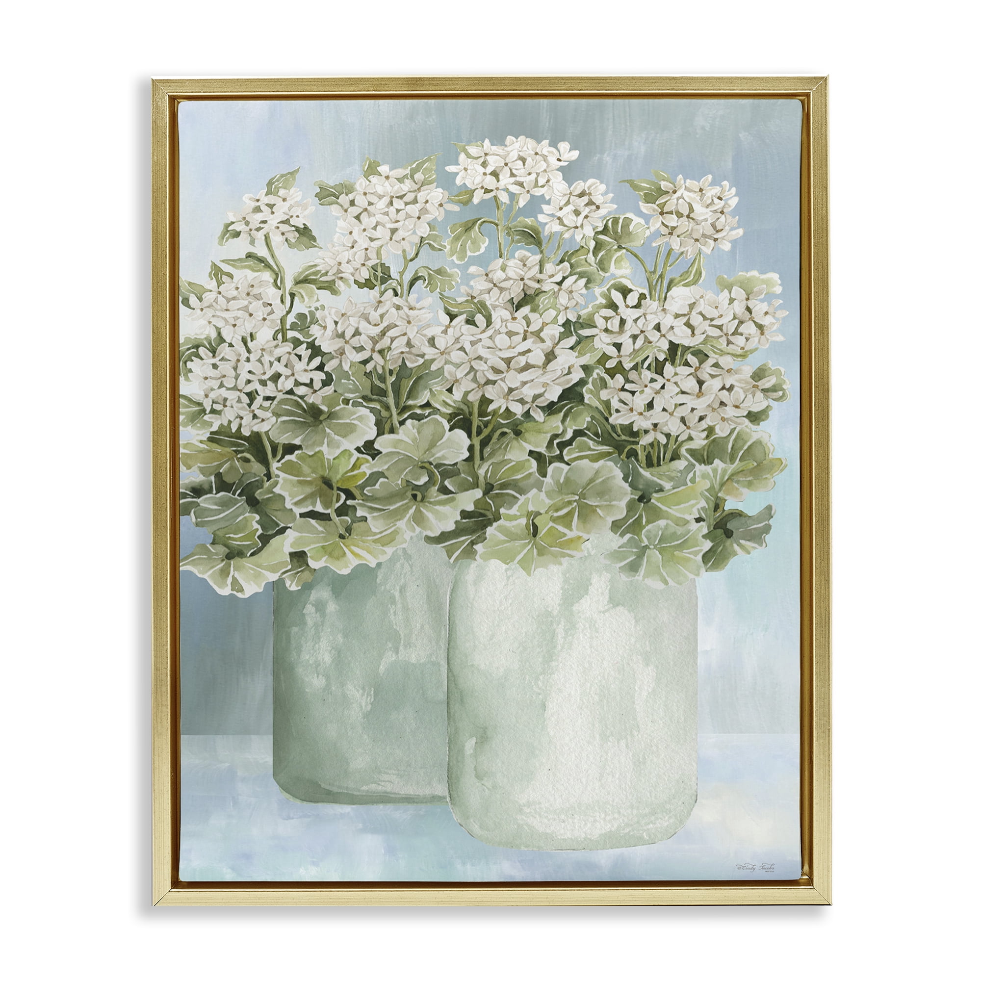 Stupell Industries Charming Country Herbs Botanical & Floral Painting Gold Floater Framed Art Print Wall Art, 17 x 21