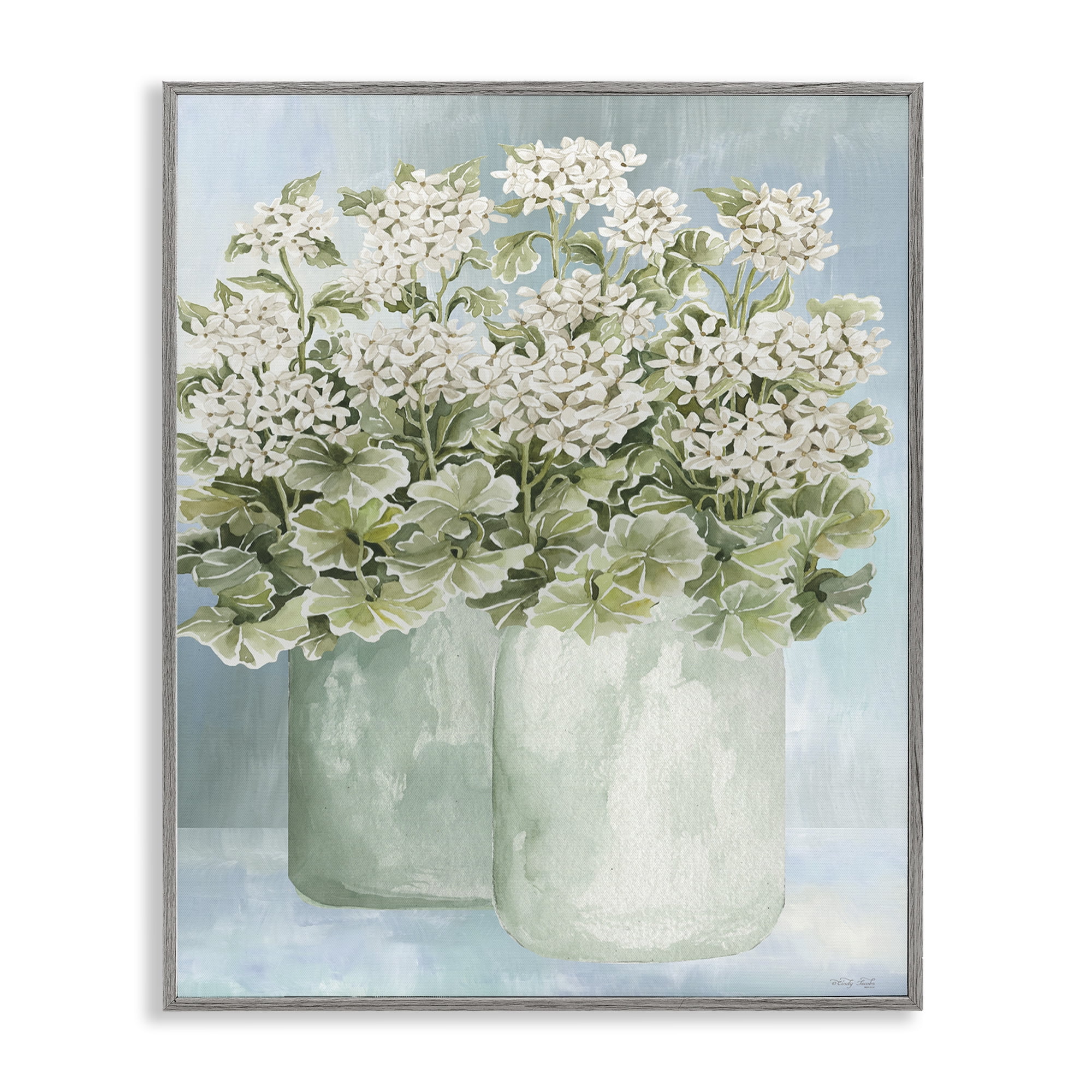 Stupell Industries Charming Country Herbs Botanical & Floral Painting Gray Framed Art Print Wall Art, 11 x 14