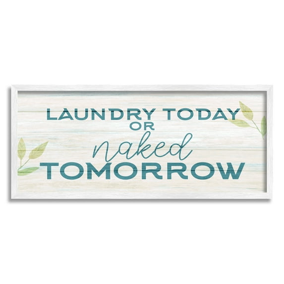 Stupell Industries Charming Country Laundry Botanical & Floral Painting White Framed Art Print Wall Art, 30 x 13