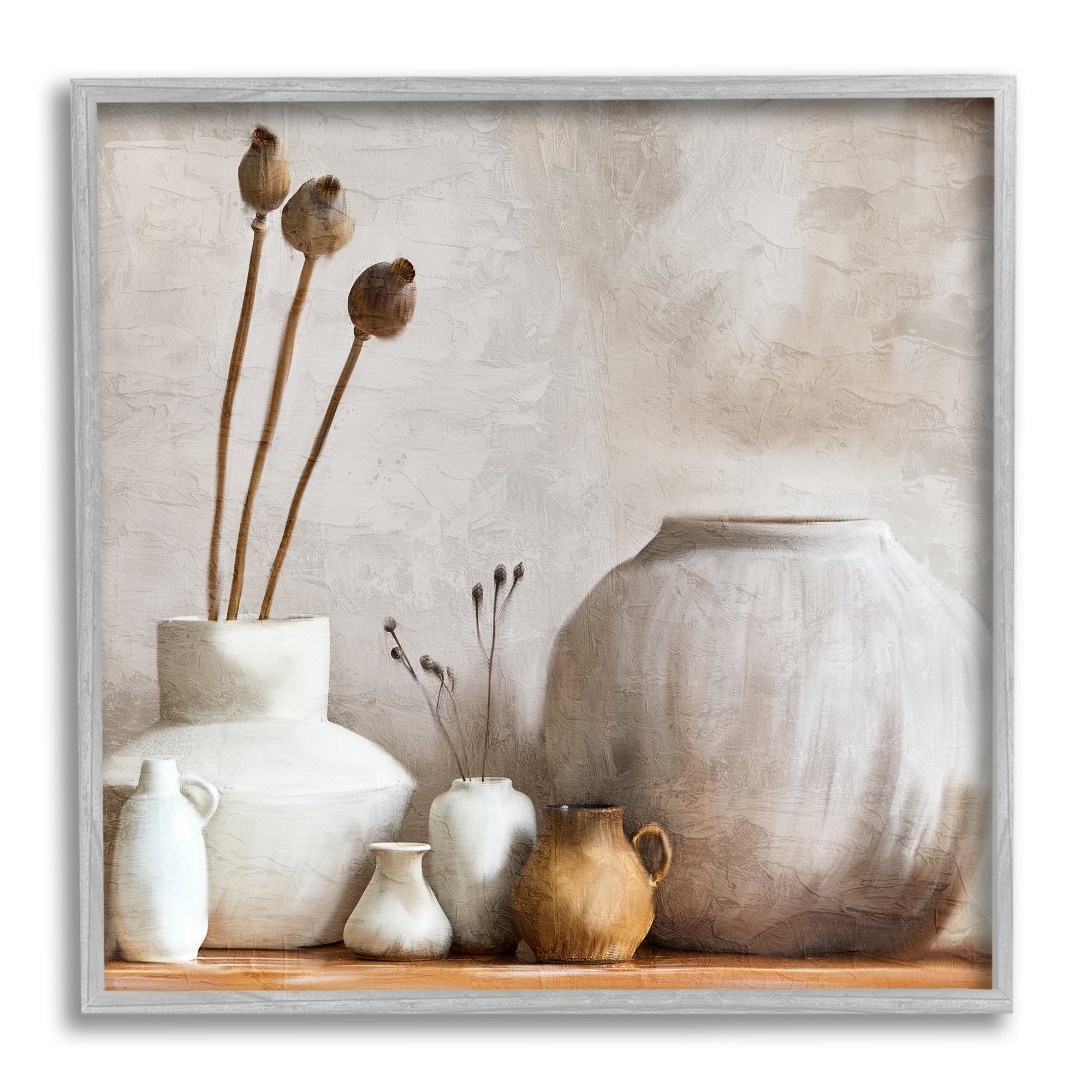 Stupell Industries Charming Country Still Life Botanical & Floral Painting Gray Framed Art Print Wall Art, 17 x 17