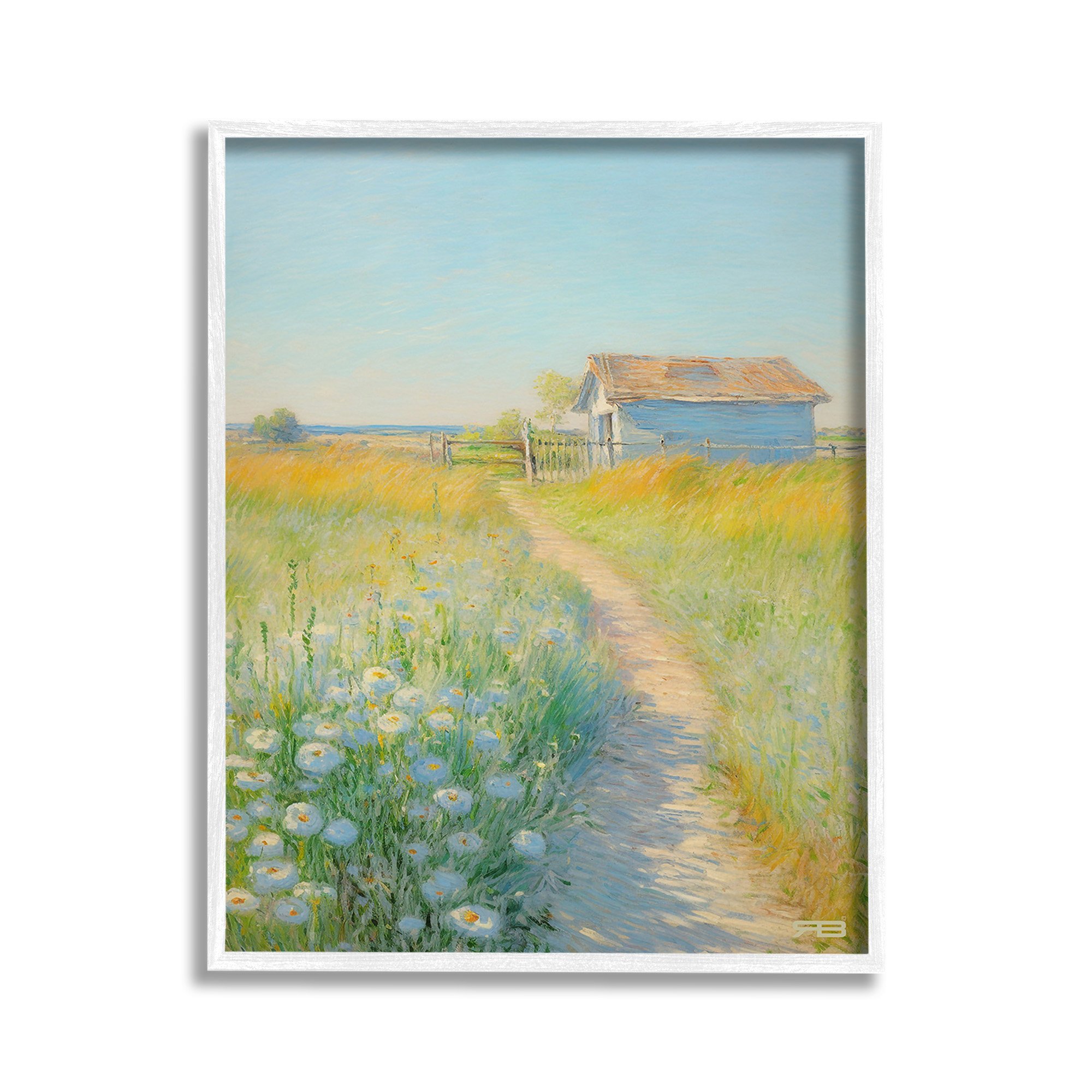 Stupell Industries Charming Countryside Trail Landscape Painting White Framed Art Print Wall Art, 11 x 14