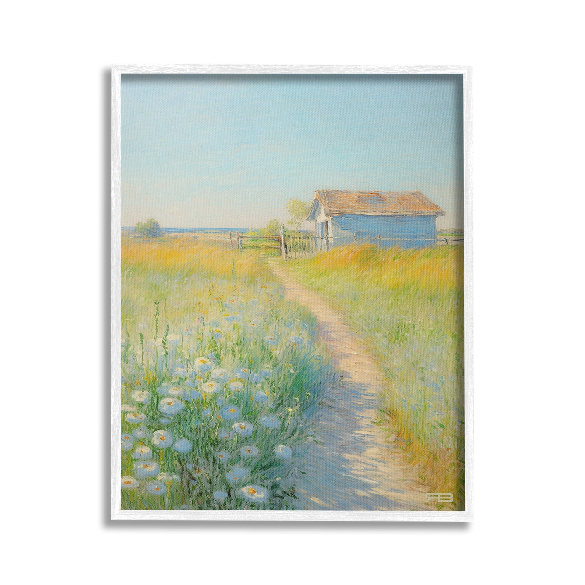 Stupell Industries Charming Countryside Trail Landscape Painting White Framed Art Print Wall Art, 16 x 20