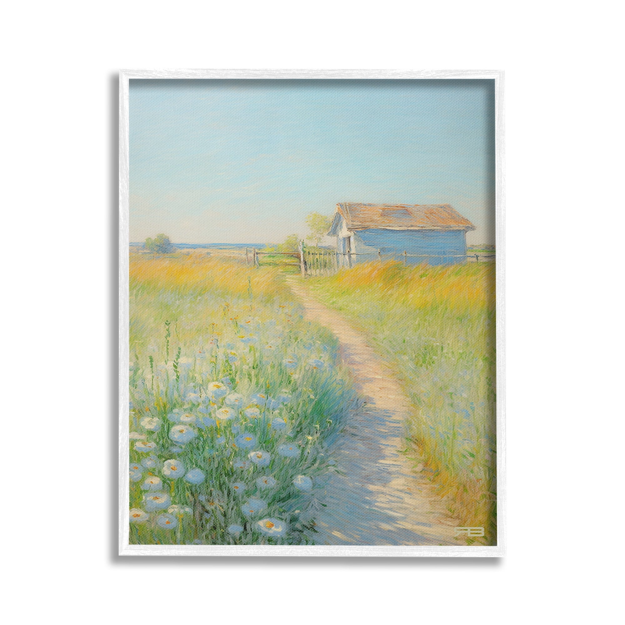 Stupell Industries Charming Countryside Trail Landscape Painting White Framed Art Print Wall Art, 24 x 30