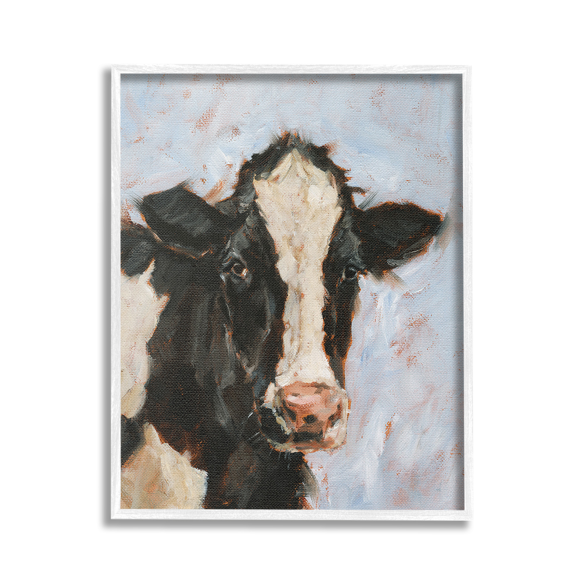 Stupell Industries Charming Cow Portrait Animals & Insects Painting White Framed Art Print Wall Art, 24 x 30