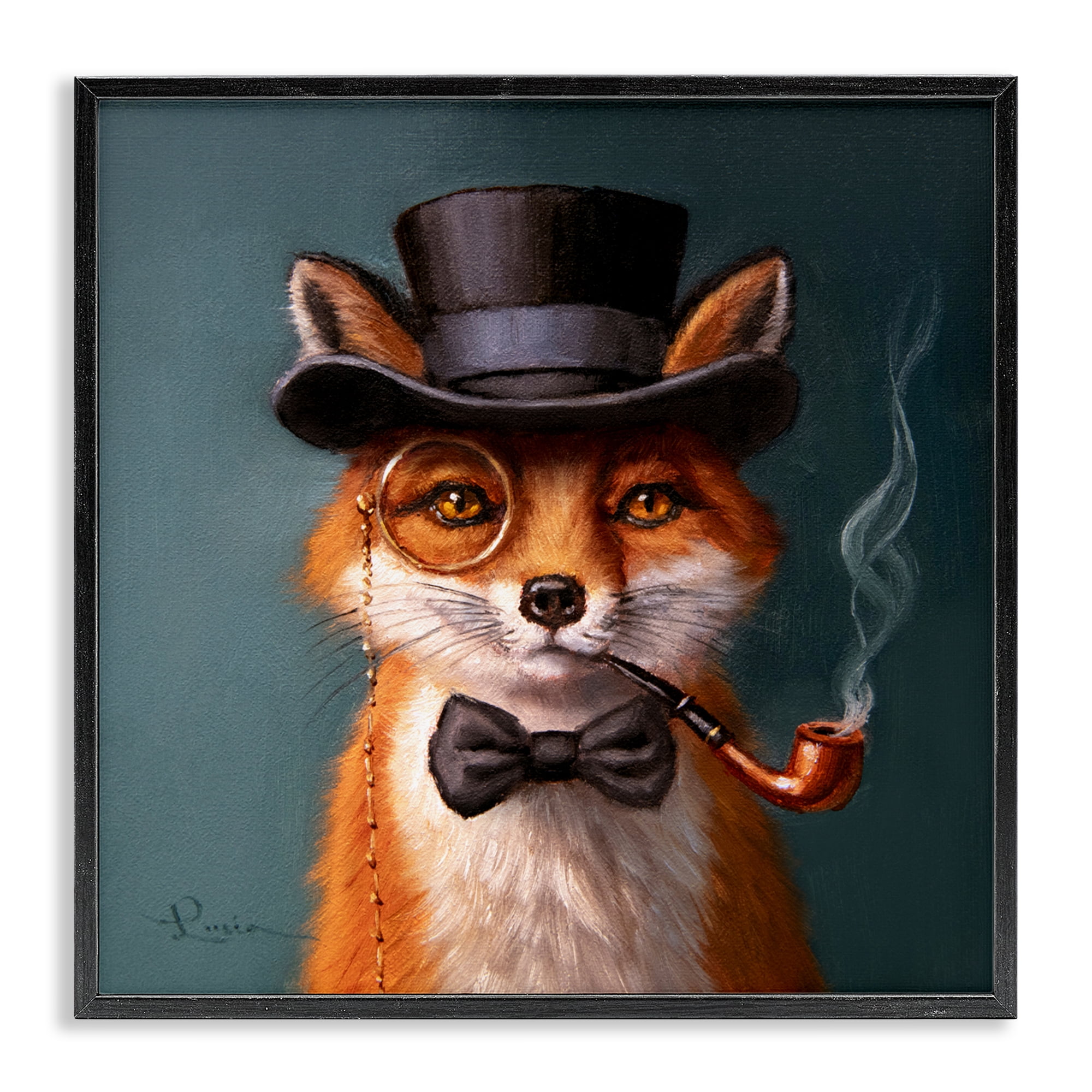 Stupell Industries Charming Dapper Fox Black Framed Giclee Art, design by Lucia Heffernan