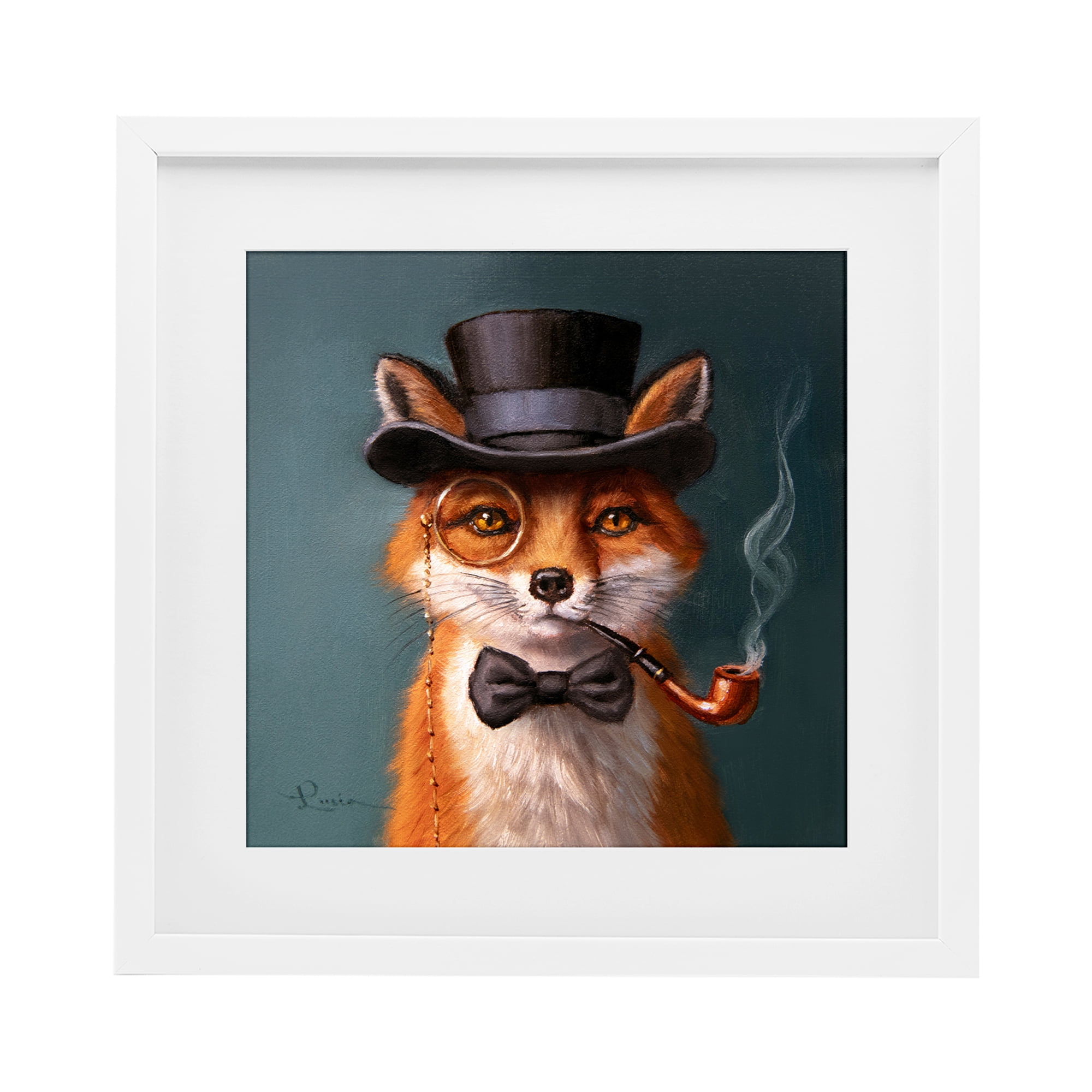 Stupell Industries Charming Dapper Fox White Framed Print Under Glass, design by Lucia Heffernan
