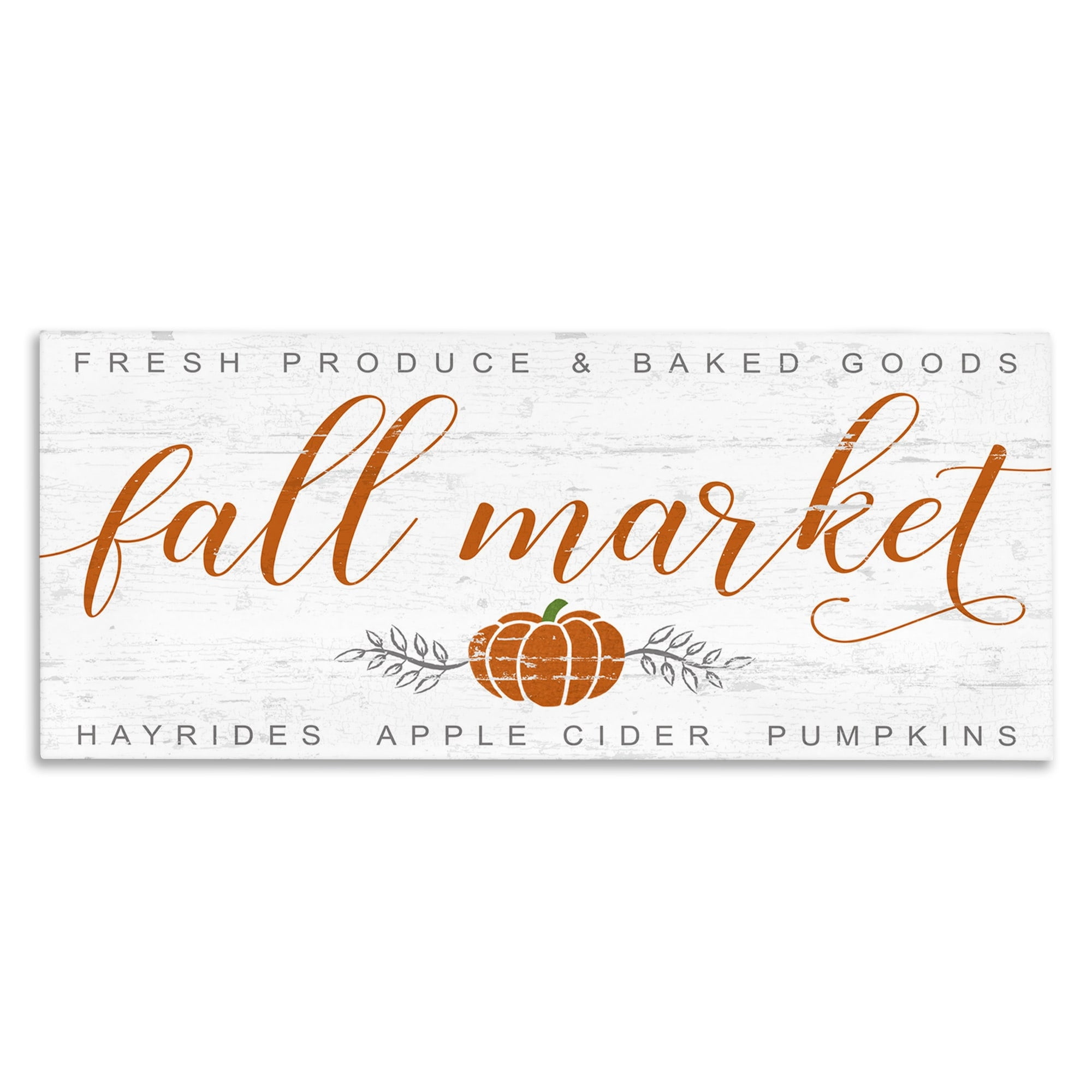 Stupell Industries Charming Fall Market Sign Autumn Pumpkin Typography Painting Gallery Wrapped Canvas Art Print Wall Art, 20 x 48