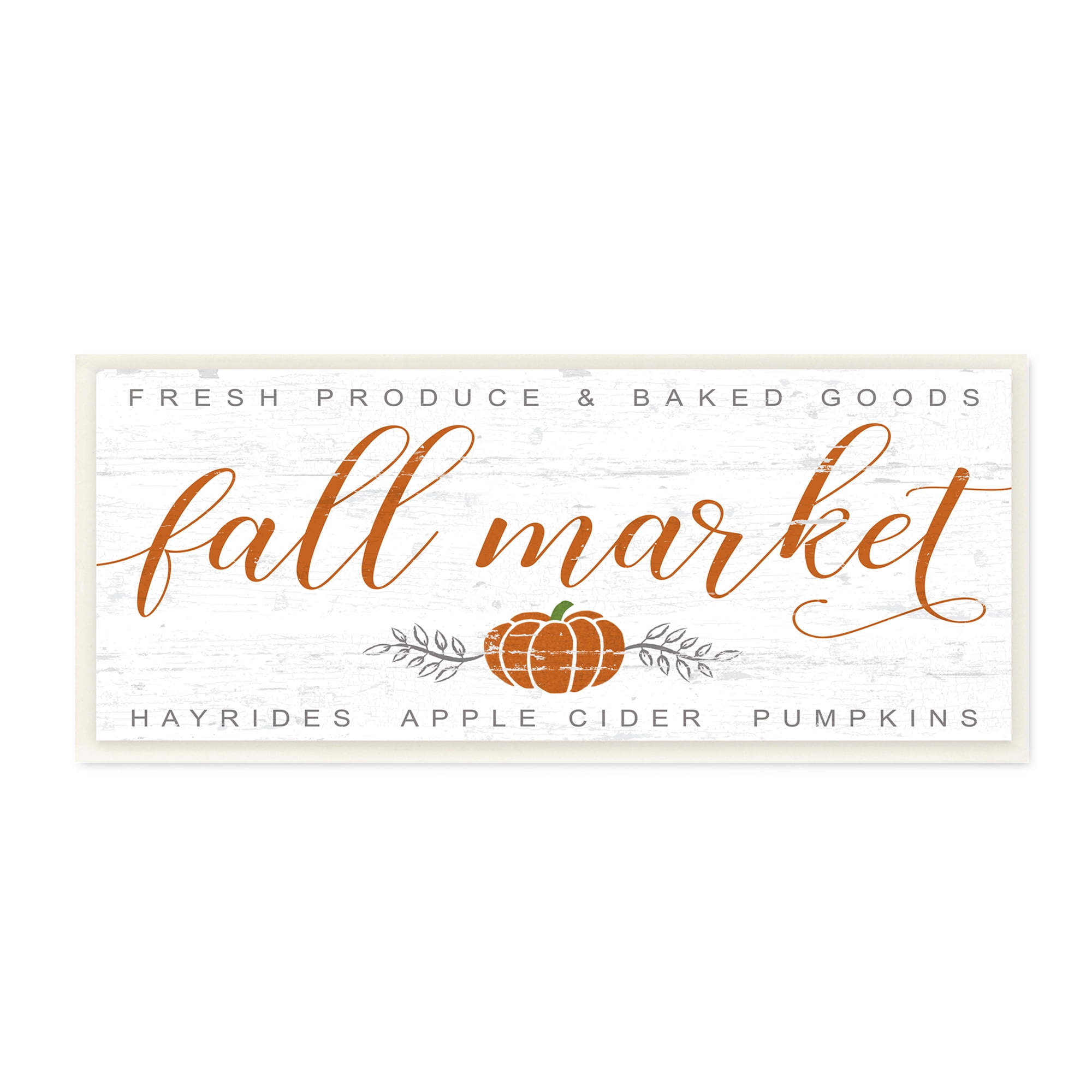 Stupell Industries Charming Fall Market Sign Autumn Pumpkin Typography Painting Wall Plaque Art Print Wall Art, 7 x 17