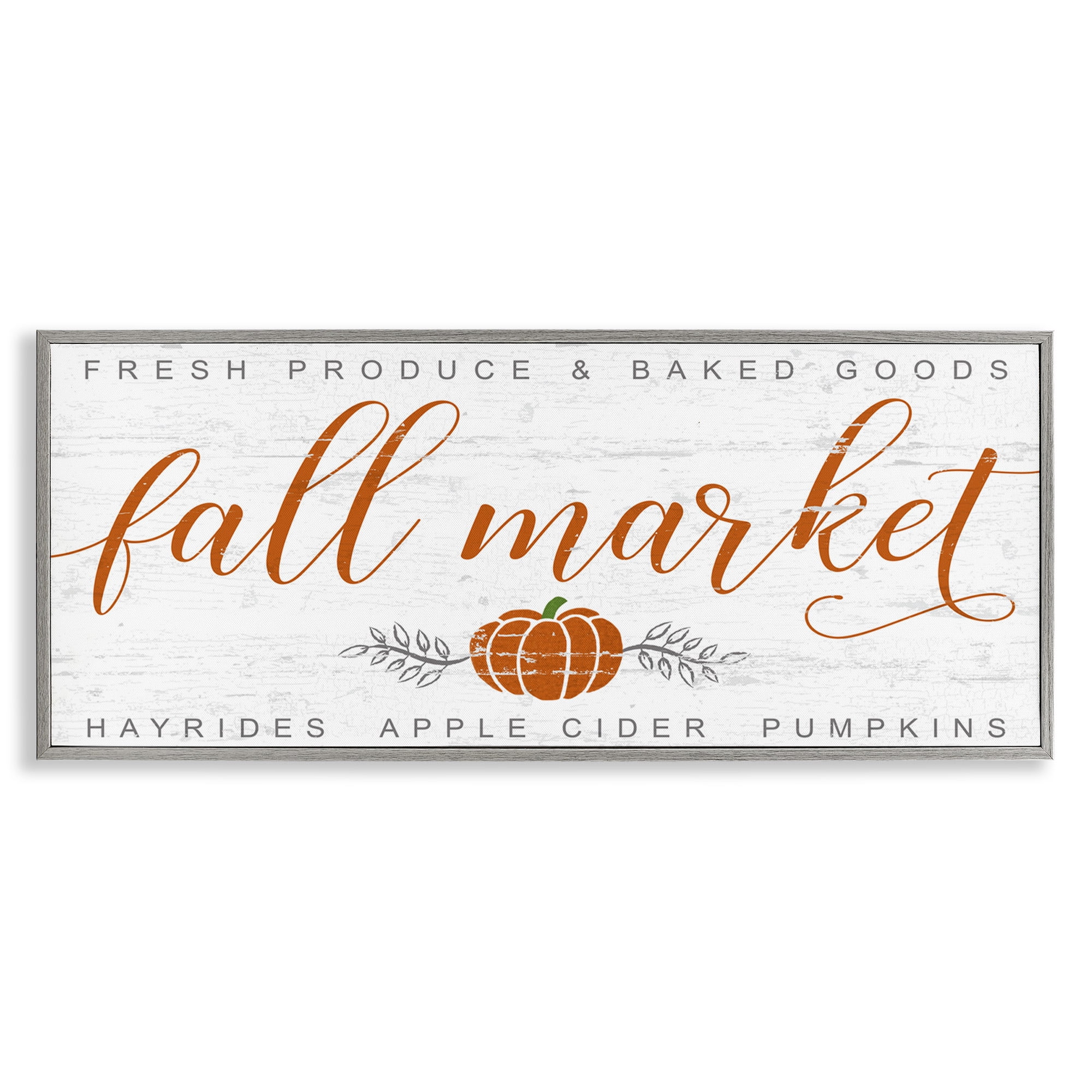 Stupell Industries Charming Fall Market Sign Holiday Painting Gray Framed Art Print Wall Art, 30 x 13