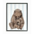 thumbnail image 1 of Stupell Industries Charming Family Bear and Baby Cub Blue Stripe Nursery Illustration Framed Wall Art Design by Daphne Polselli, 24" x 30", Black Framed, 1 of 5