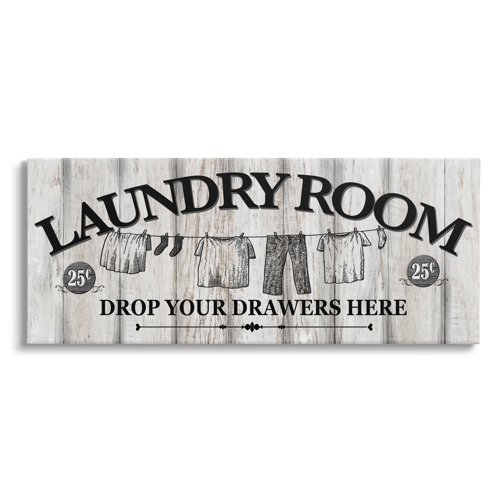 Stupell Industries Charming Farmhouse Laundry Typography Painting Gallery Wrapped Canvas Art Print Wall Art, 24 x 10