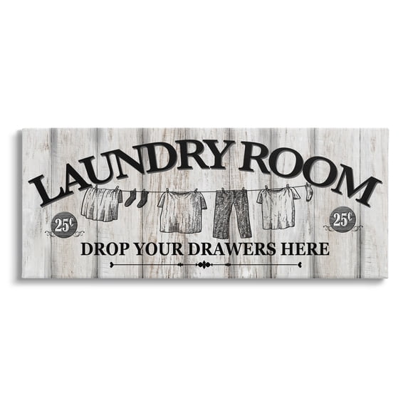 Stupell Industries Charming Farmhouse Laundry Typography Painting Gallery Wrapped Canvas Art Print Wall Art, 48 x 20