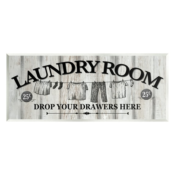 Stupell Industries Charming Farmhouse Laundry Typography Painting Unframed Art Print Wall Art, 17 x 7