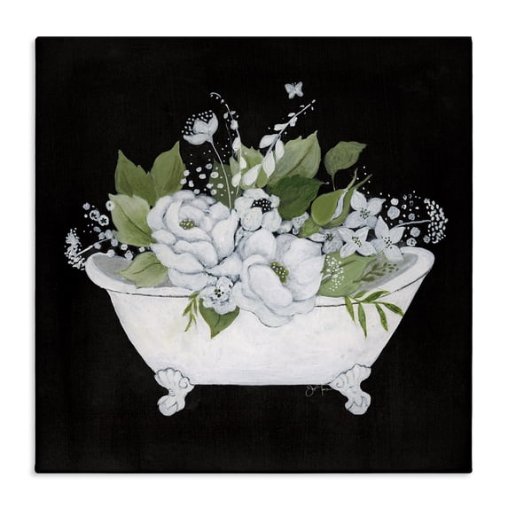 Stupell Industries Farmhouse Charming Floral Bathtub Canvas Art, 36 x 36, by Janet Tava