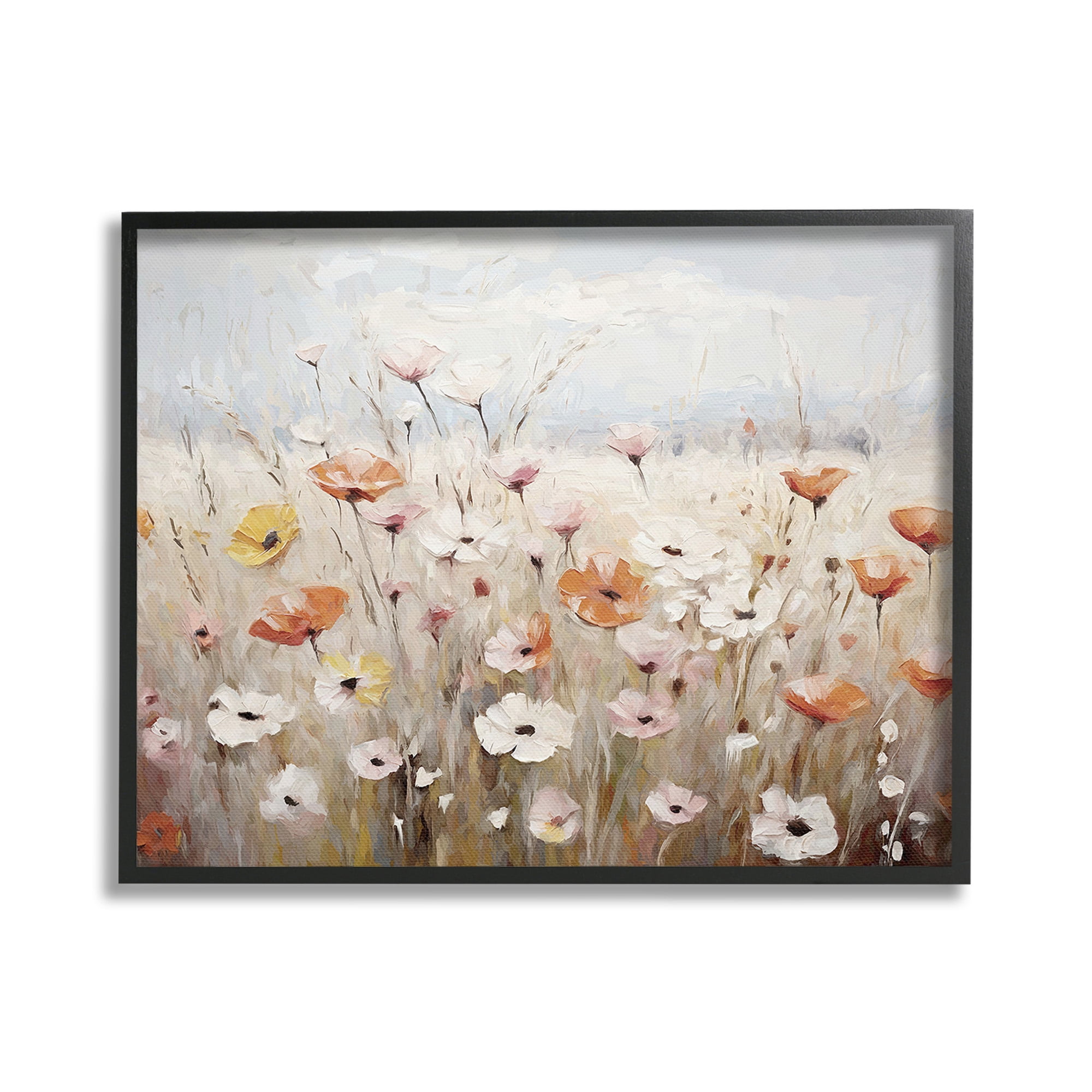 Stupell Industries Charming Flower Meadow Botanical & Floral Painting Black Framed Art Print Wall Art, 30 x 24