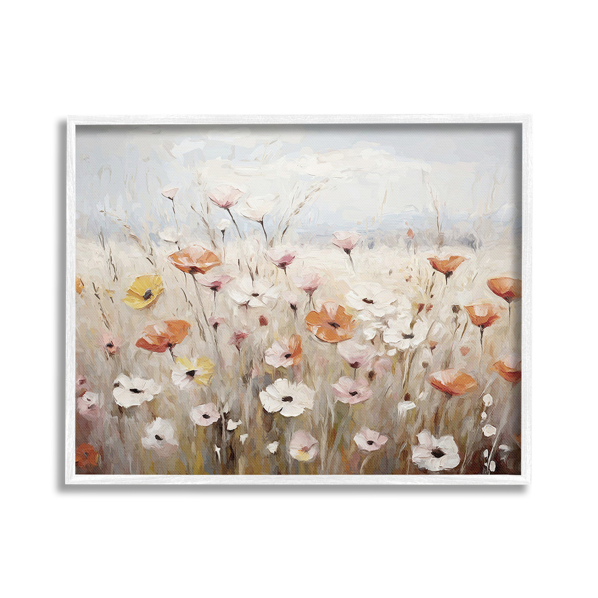 Stupell Industries Charming Flower Meadow Botanical & Floral Painting White Framed Art Print Wall Art, 20 x 16