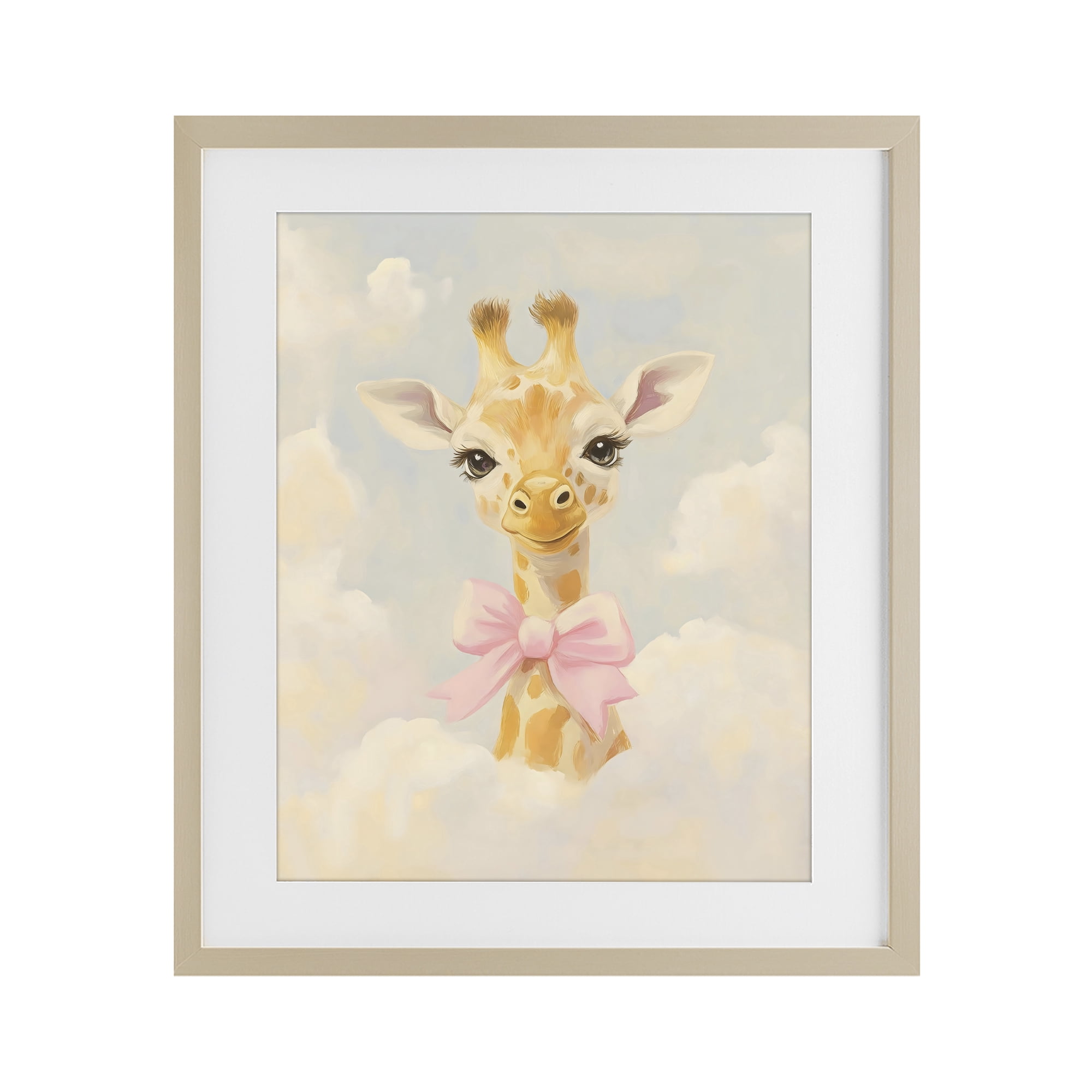 Stupell Industries Charming Giraffe In The Clouds Birch Framed Print Under Glass, design by The Prints Vibe