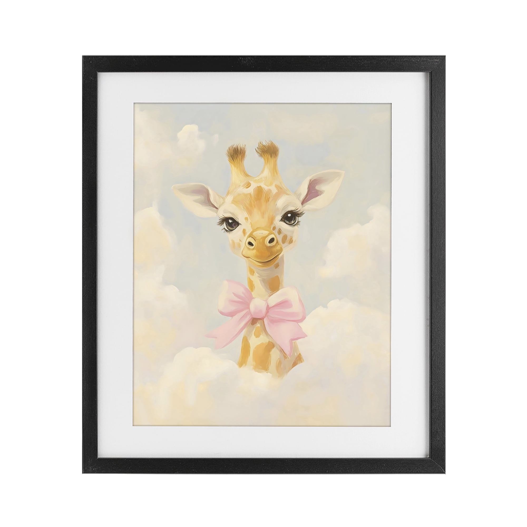 Stupell Industries Charming Giraffe In The Clouds Black Framed Print Under Glass, design by The Prints Vibe
