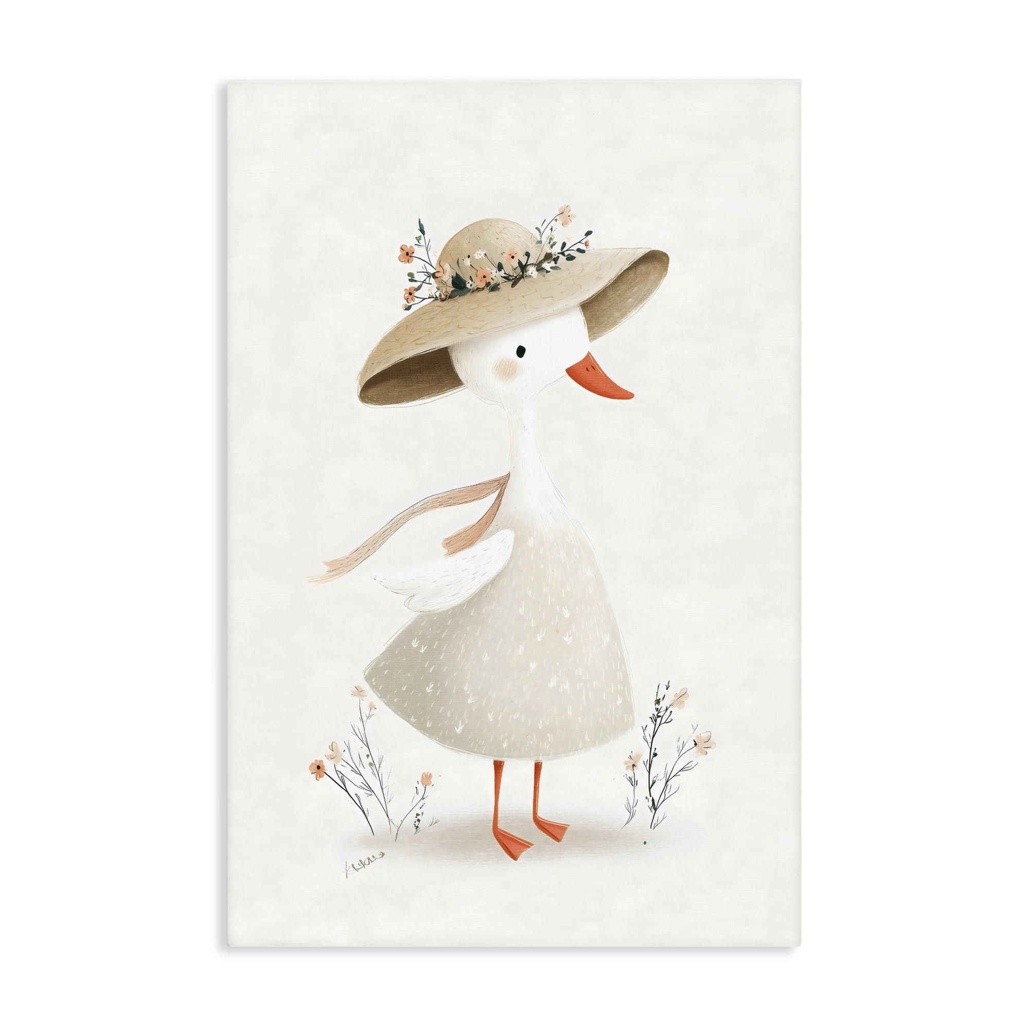 Stupell Industries Charming Goose in Sunhat Canvas Wall Art, design by Ink Drop Loft