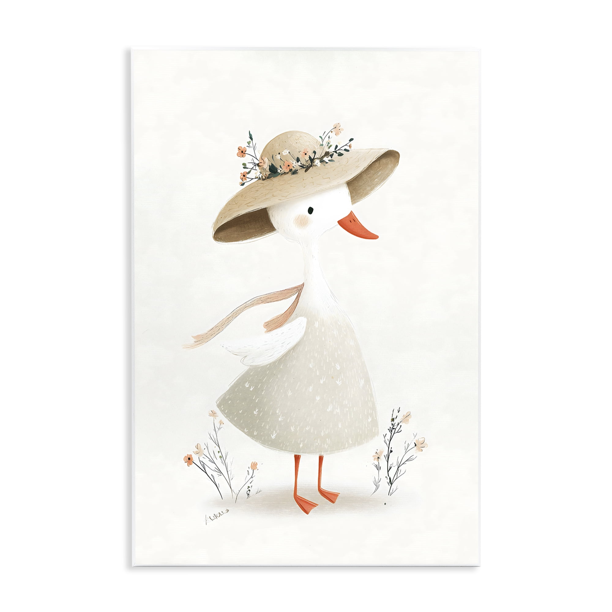 Stupell Industries Charming Goose in Sunhat Wall Plaque Art, design by Ink Drop Loft