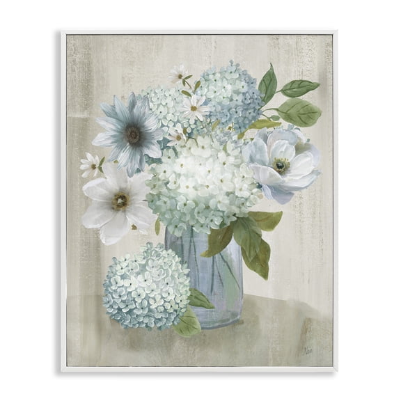 Stupell Industries Charming Hydrangea & Blossoms Floral Painting White Framed Art Print Wall Art, 11 x 14