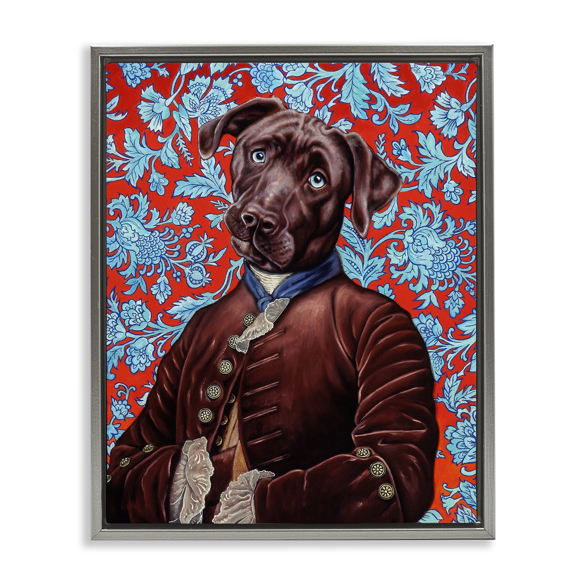 Stupell Industries Charming Labrador Composition Gray Framed Floater Canvas Wall Art, design by Jane R. Talton