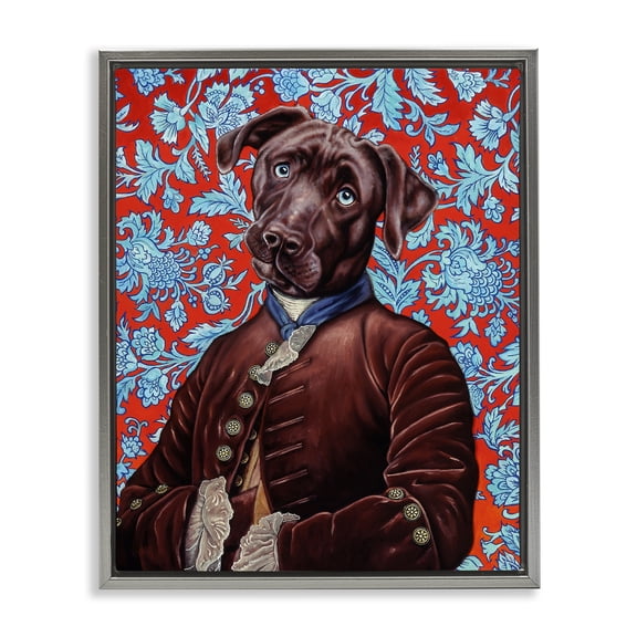 Stupell Industries Charming Labrador Composition Gray Framed Floater Canvas Wall Art, design by Jane R. Talton