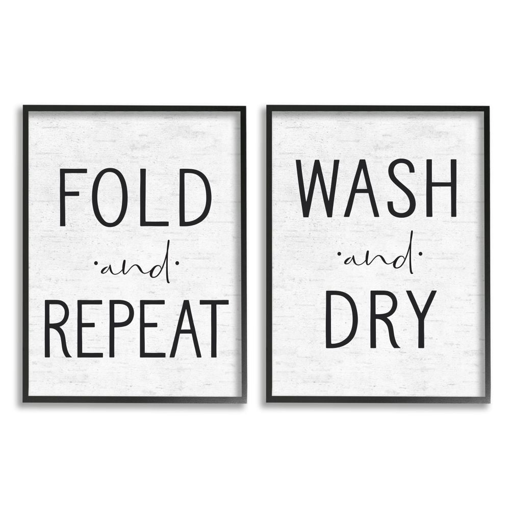 Black Framed Laundry Room Canvas Wall Art Set