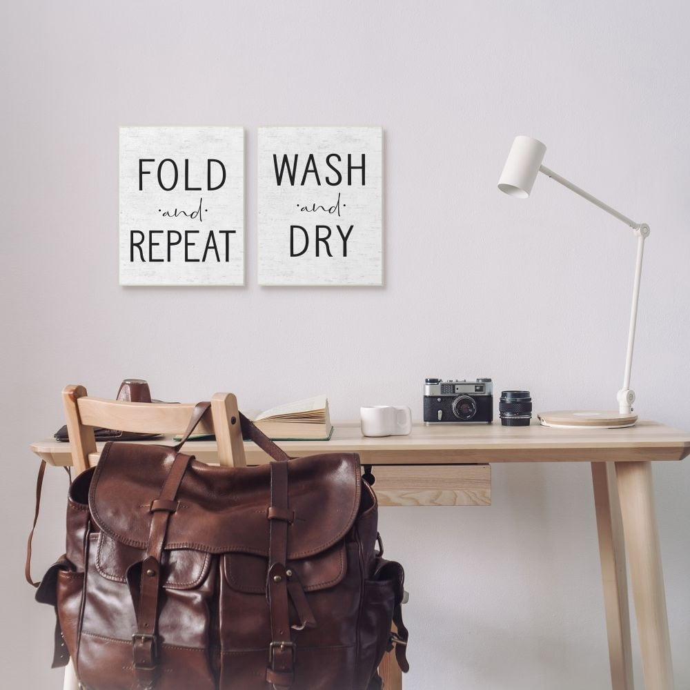 Black and White Laundry Room Canvas Wall Art Set