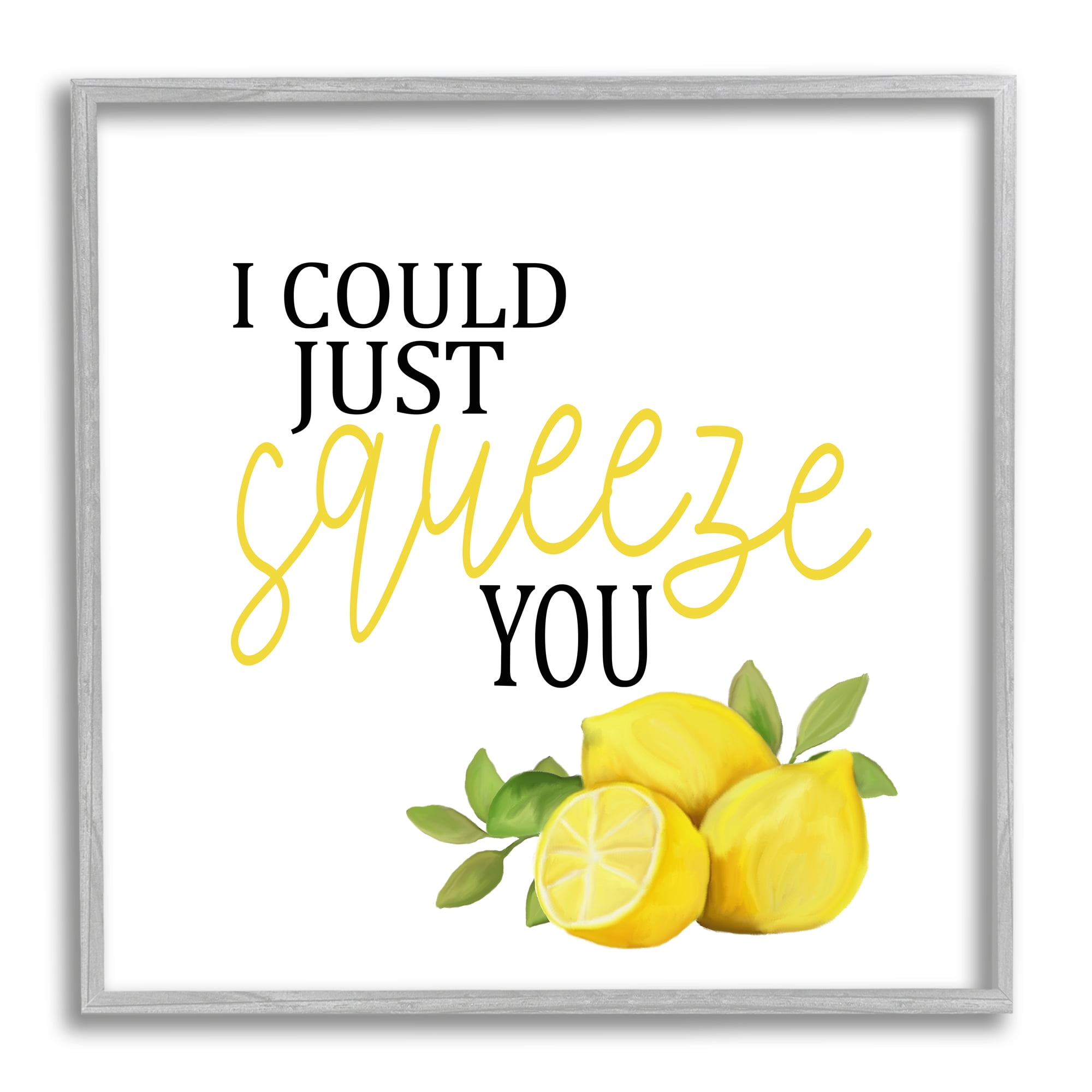 Stupell Industries Charming Lemon Squeeze Phrase Food & Beverage Painting Gray Framed Art Print Wall Art, 17 x 17