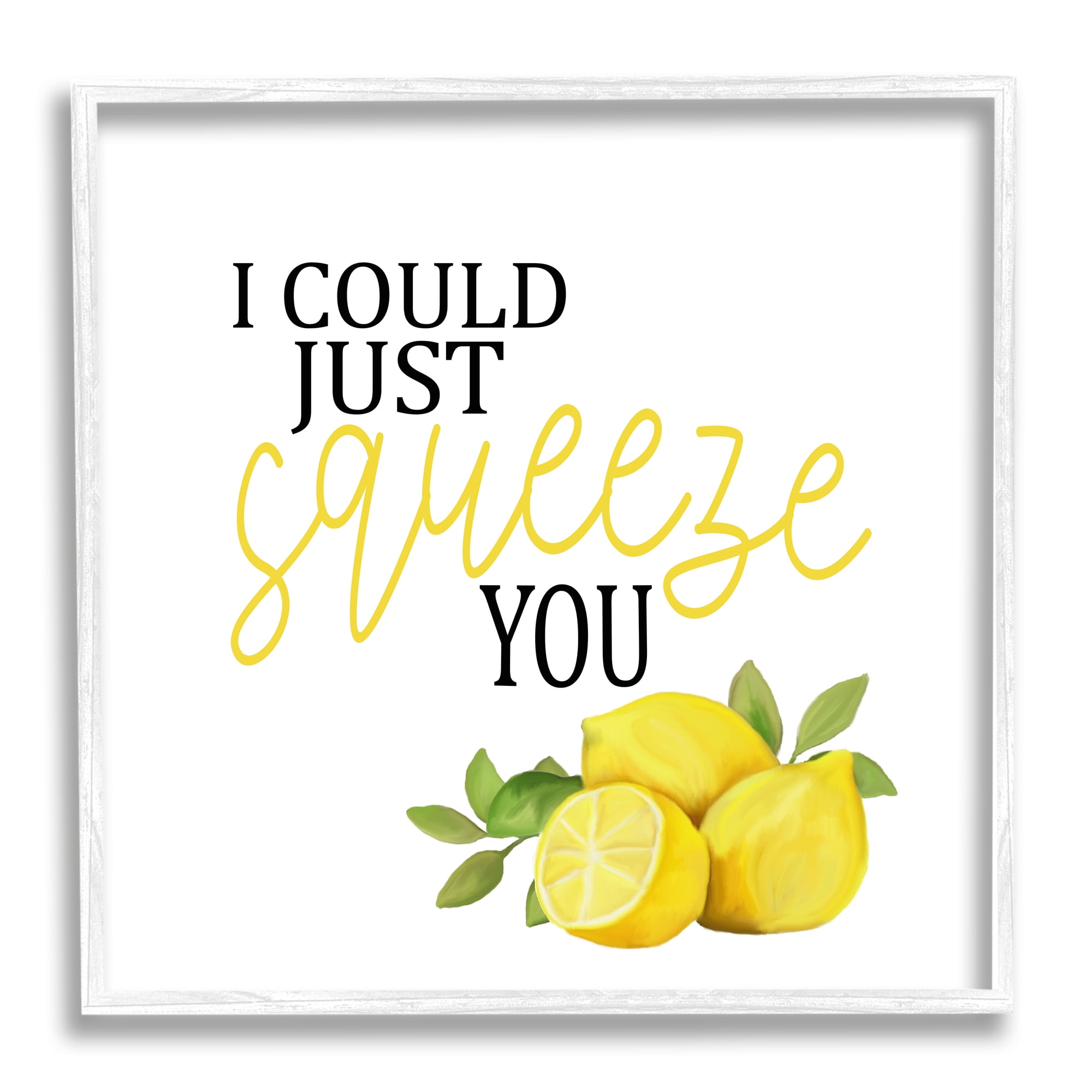 Stupell Industries Charming Lemon Squeeze Phrase Food & Beverage Painting White Framed Art Print Wall Art, 17 x 17