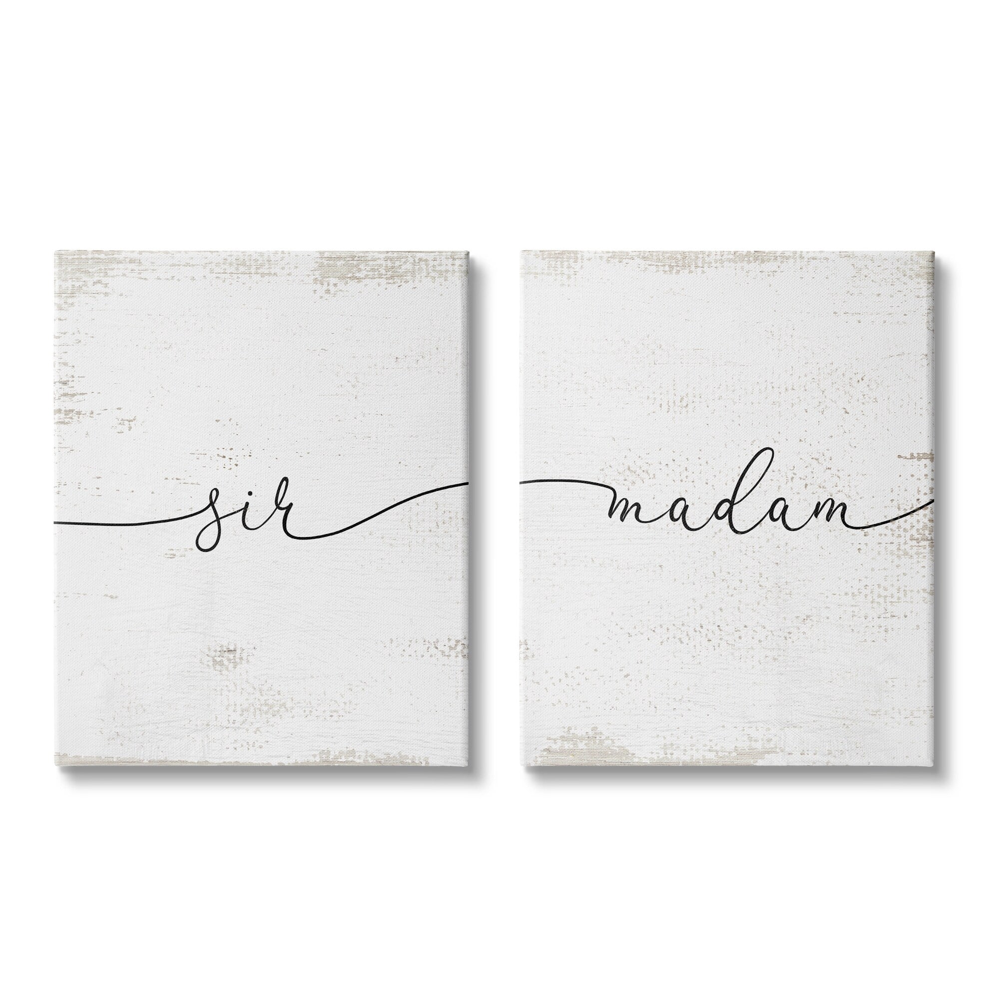 Stupell Industries Charming Madam & Sir Calligraphy Simple Rustic Motif Canvas Wall Art, 16 x 20, Design by Lil' Rue